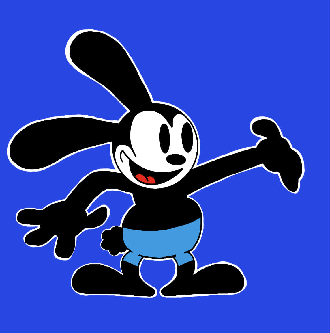 Oswald the lucky rabbit, black cartoon rabbit, white outline, SD Phone Wallpaper