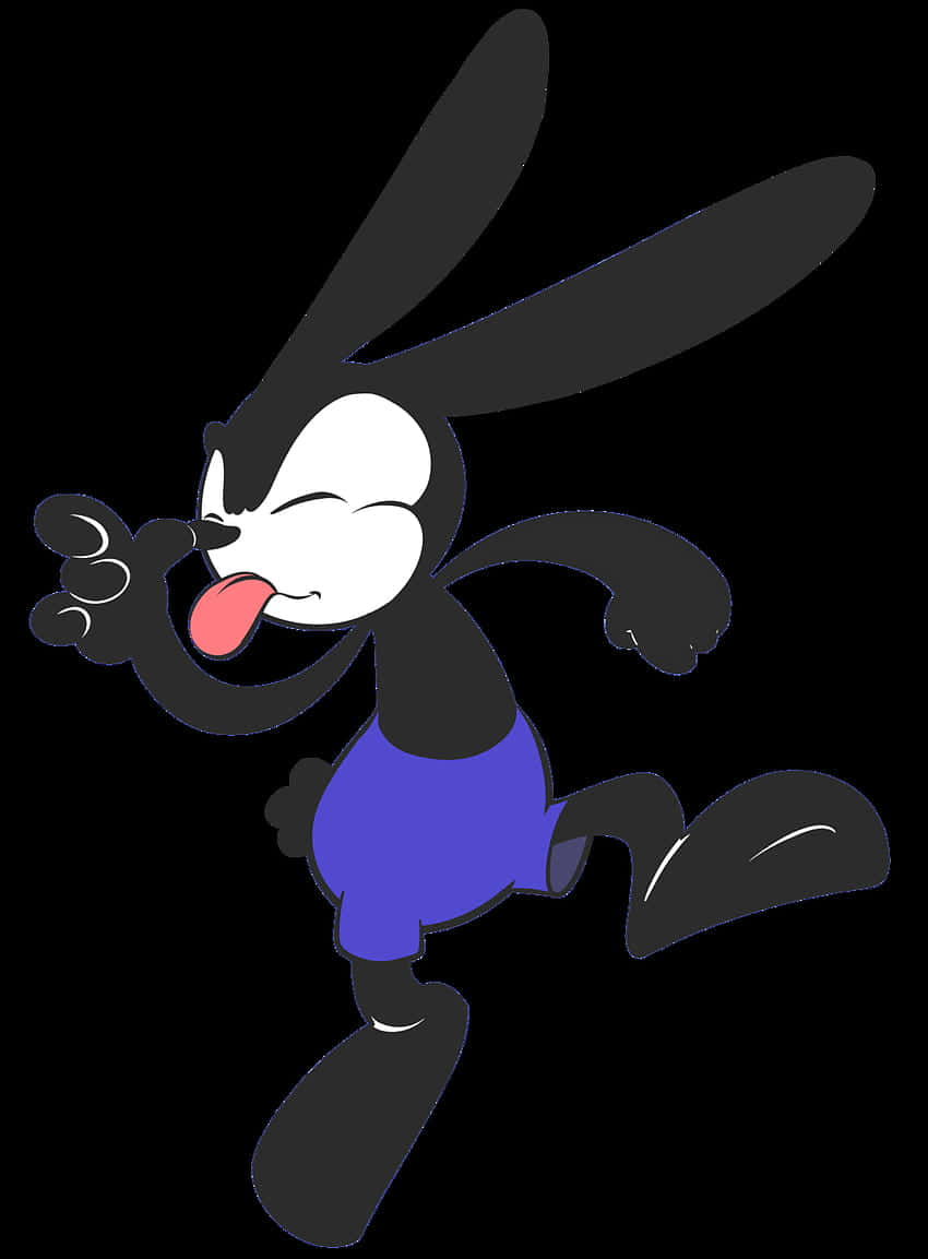 Oswald the lucky rabbit, black cartoon rabbit, white face, SD Phone Wallpaper