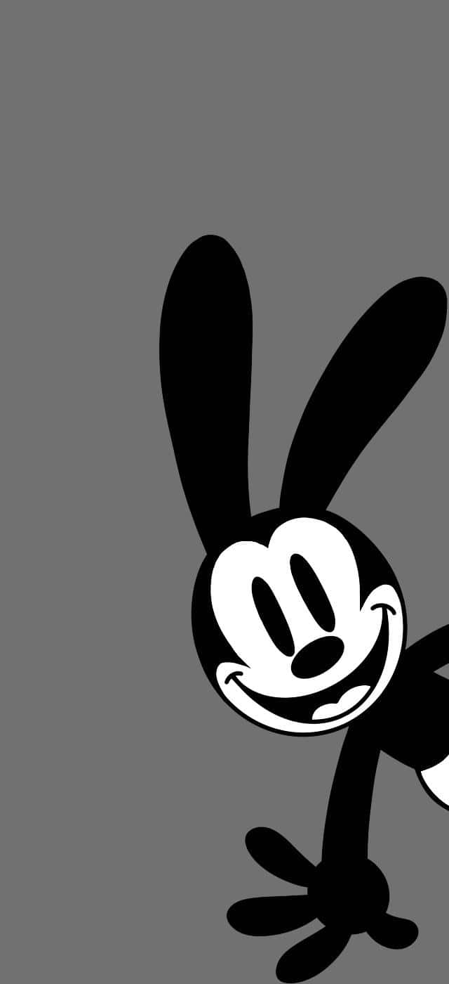 Oswald the lucky rabbit, black and white cartoon rabbit, long ears, HD Phone Wallpaper