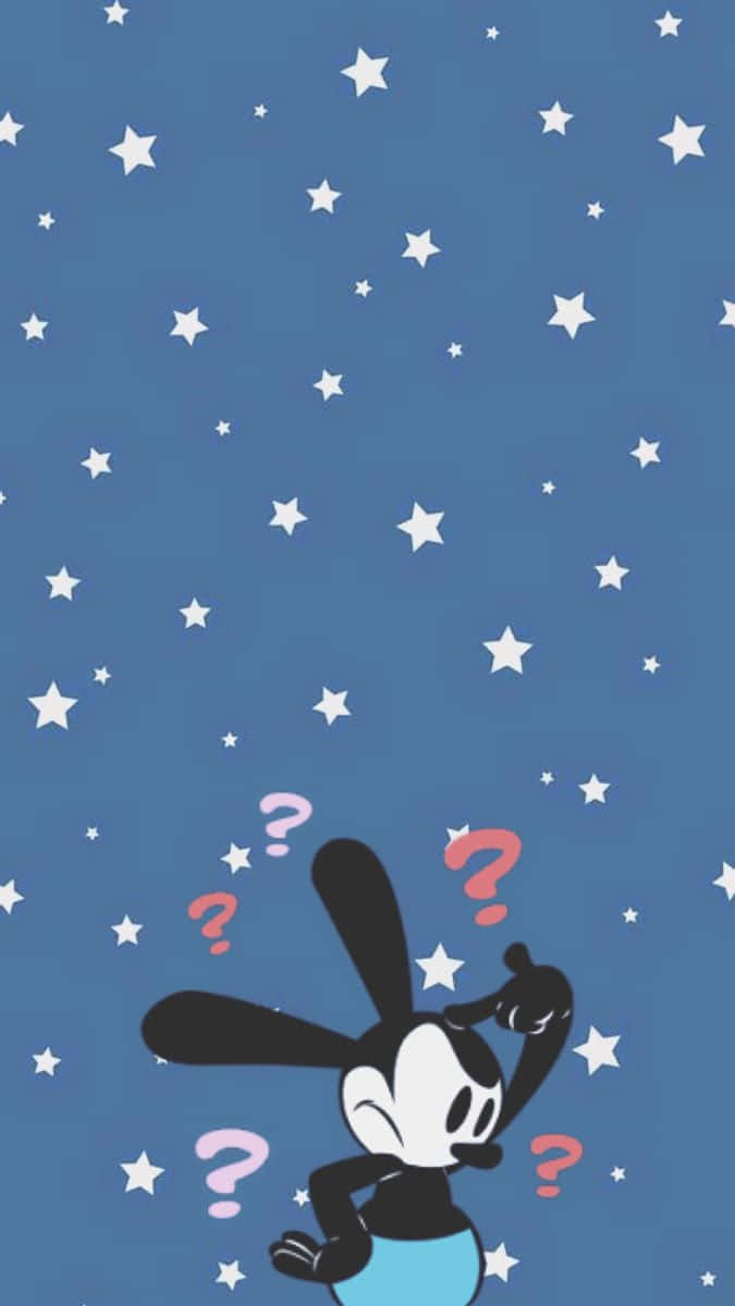 Oswald the lucky rabbit, question marks, blue sky, SD Phone Wallpaper
