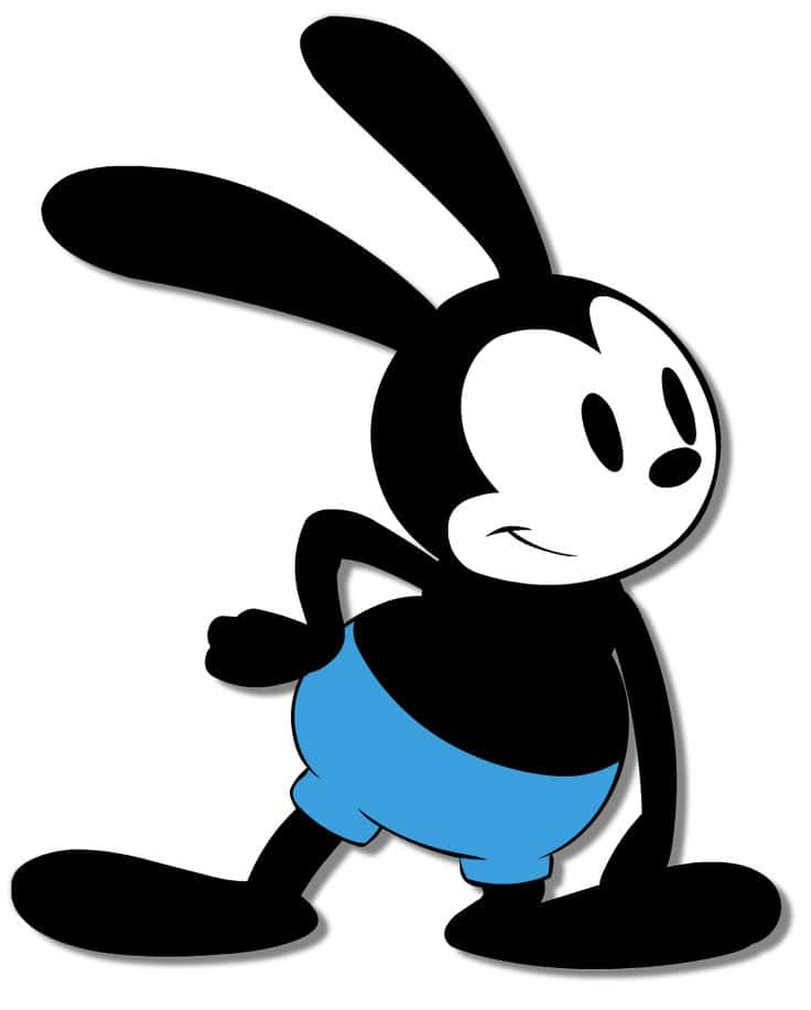Oswald the lucky rabbit, black and white cartoon, blue shorts, SD Phone Wallpaper