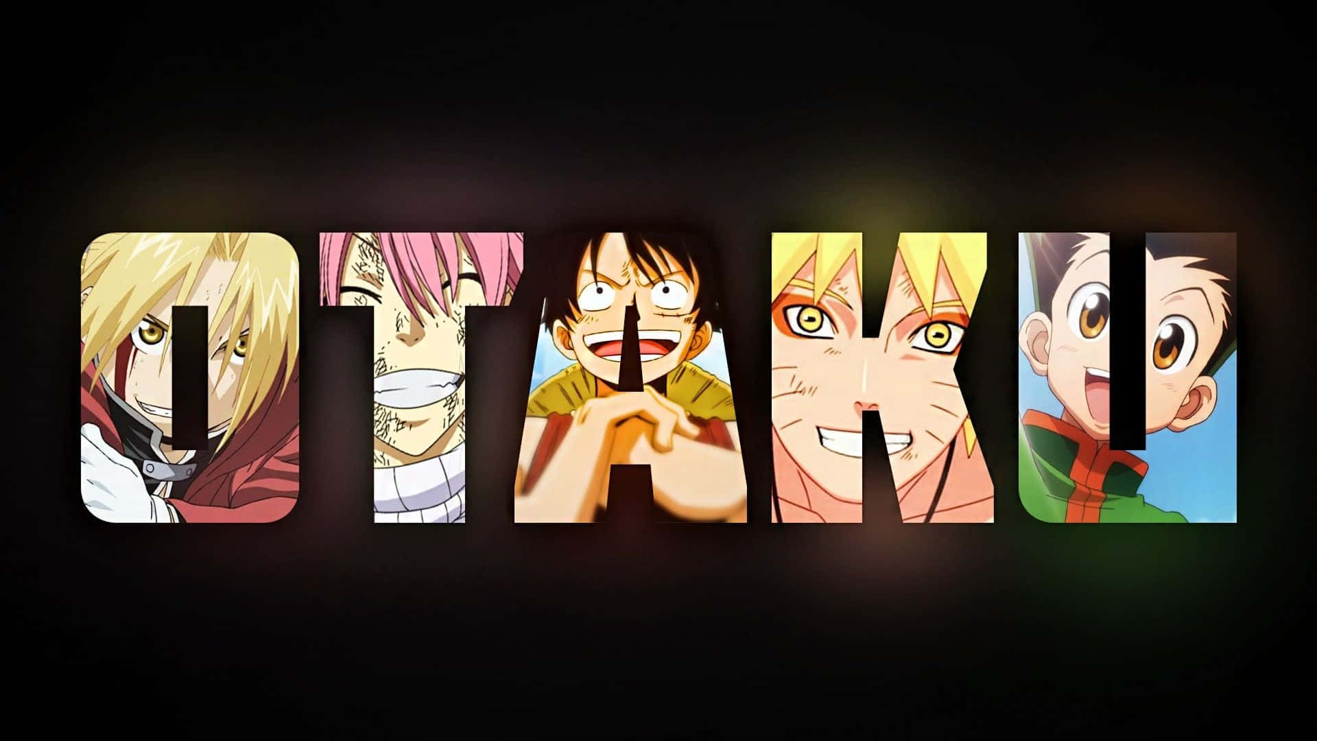 otaku, anime characters, glowing edges, Full HD Desktop Wallpaper
