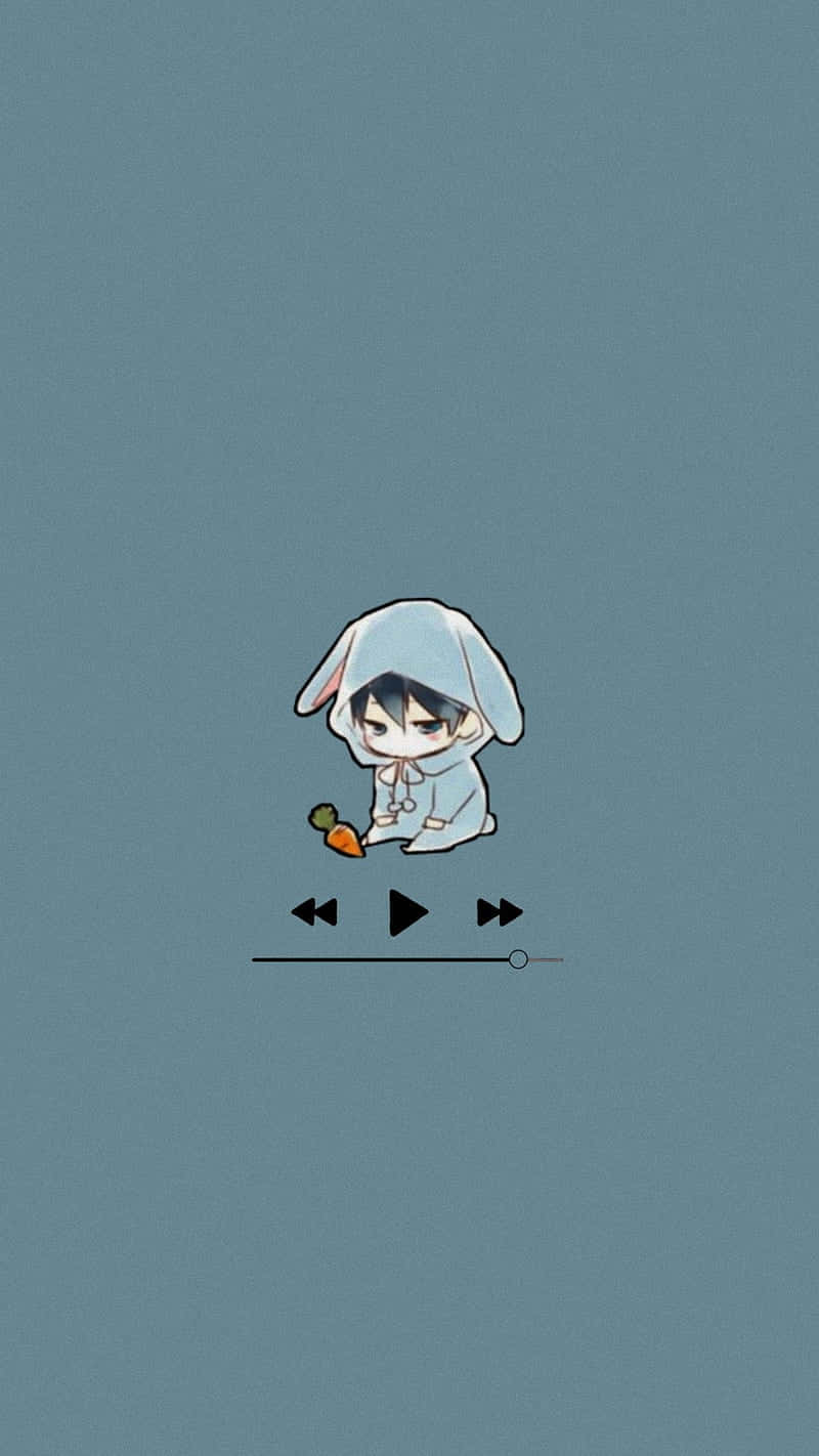 chibi anime character, light blue bunny hoodie, carrot, HD Phone Wallpaper