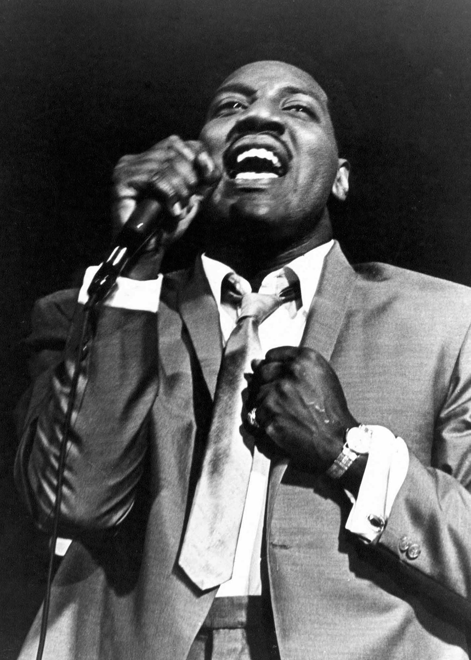 Otis Redding, singing live, black and white photo, Full HD Phone Wallpaper