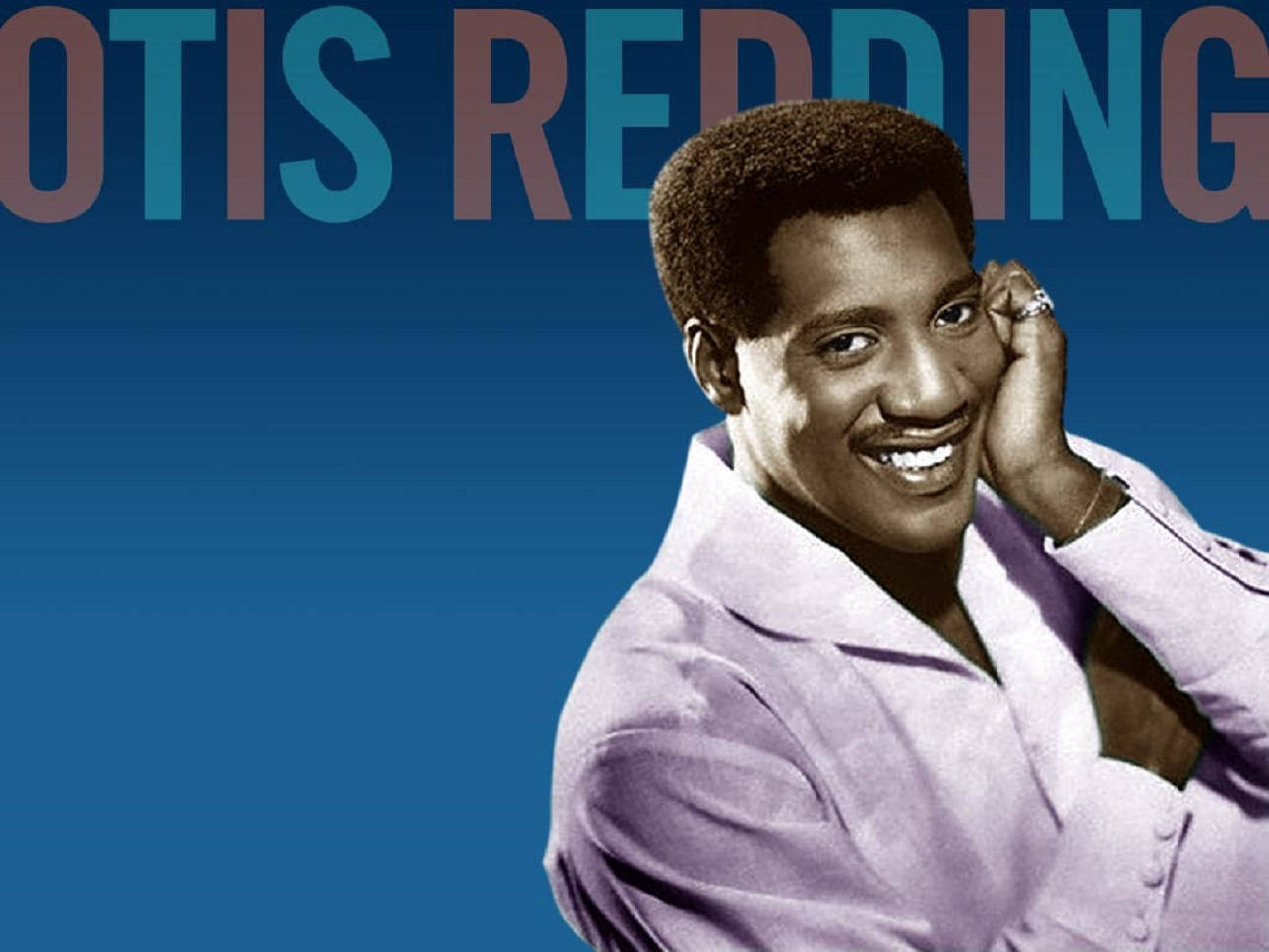Otis Redding, lavender suit, bold blue gradient background, HD Desktop Wallpaper