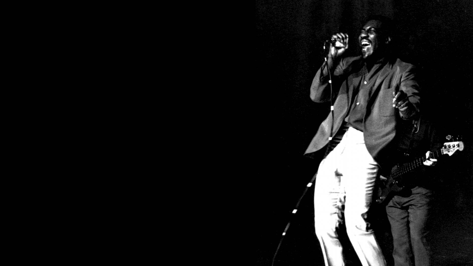 Otis Redding, bass guitar, mic, Full HD Desktop Wallpaper