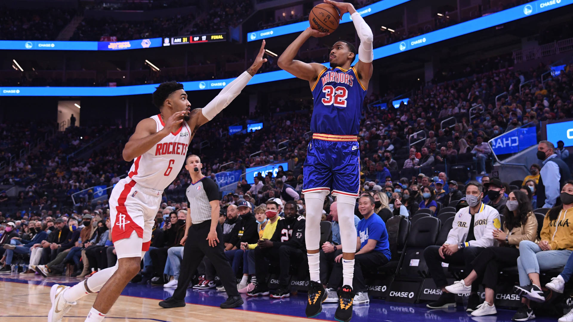 Otto Porter Jr, blue Warriors jersey, Rockets defender, Full HD Desktop Wallpaper