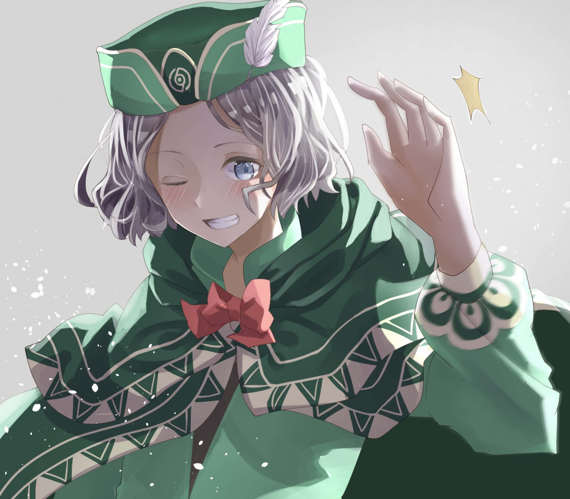 Otto Suwen, silver hair, green outfit, Full HD Desktop Wallpaper