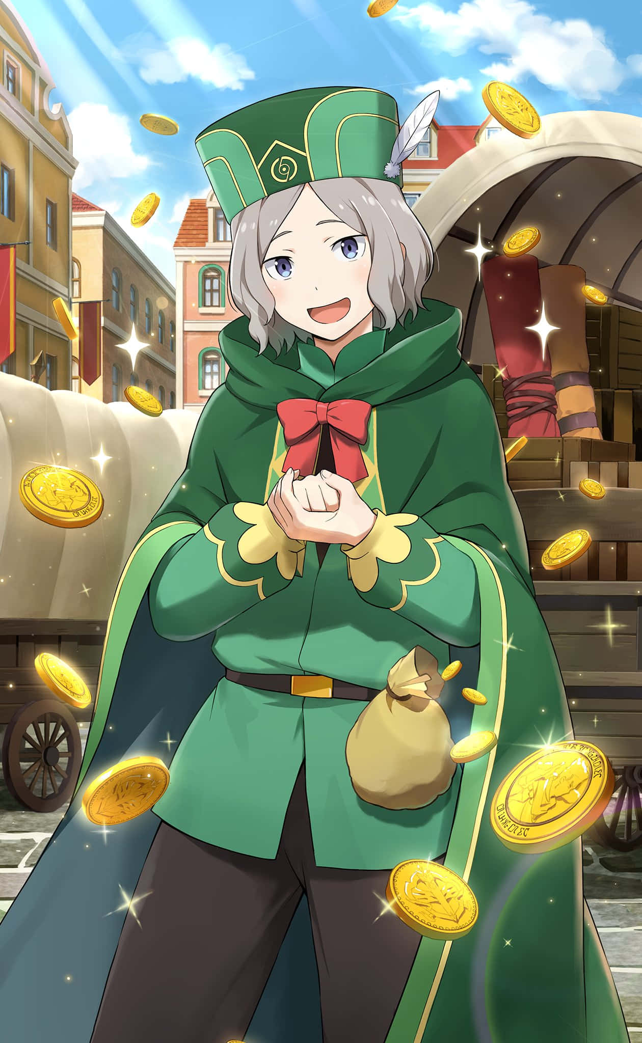 Otto Suwen, green cloak, hat, Full HD Phone Wallpaper
