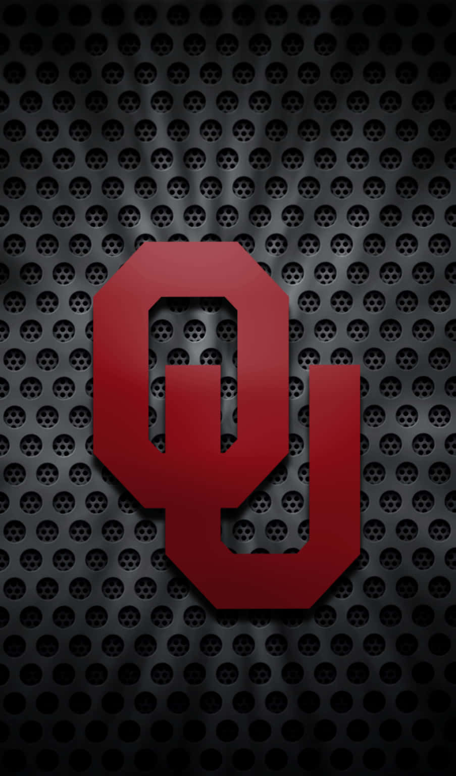 OU, red OU logo, dark perforated metal background, HD Phone Wallpaper