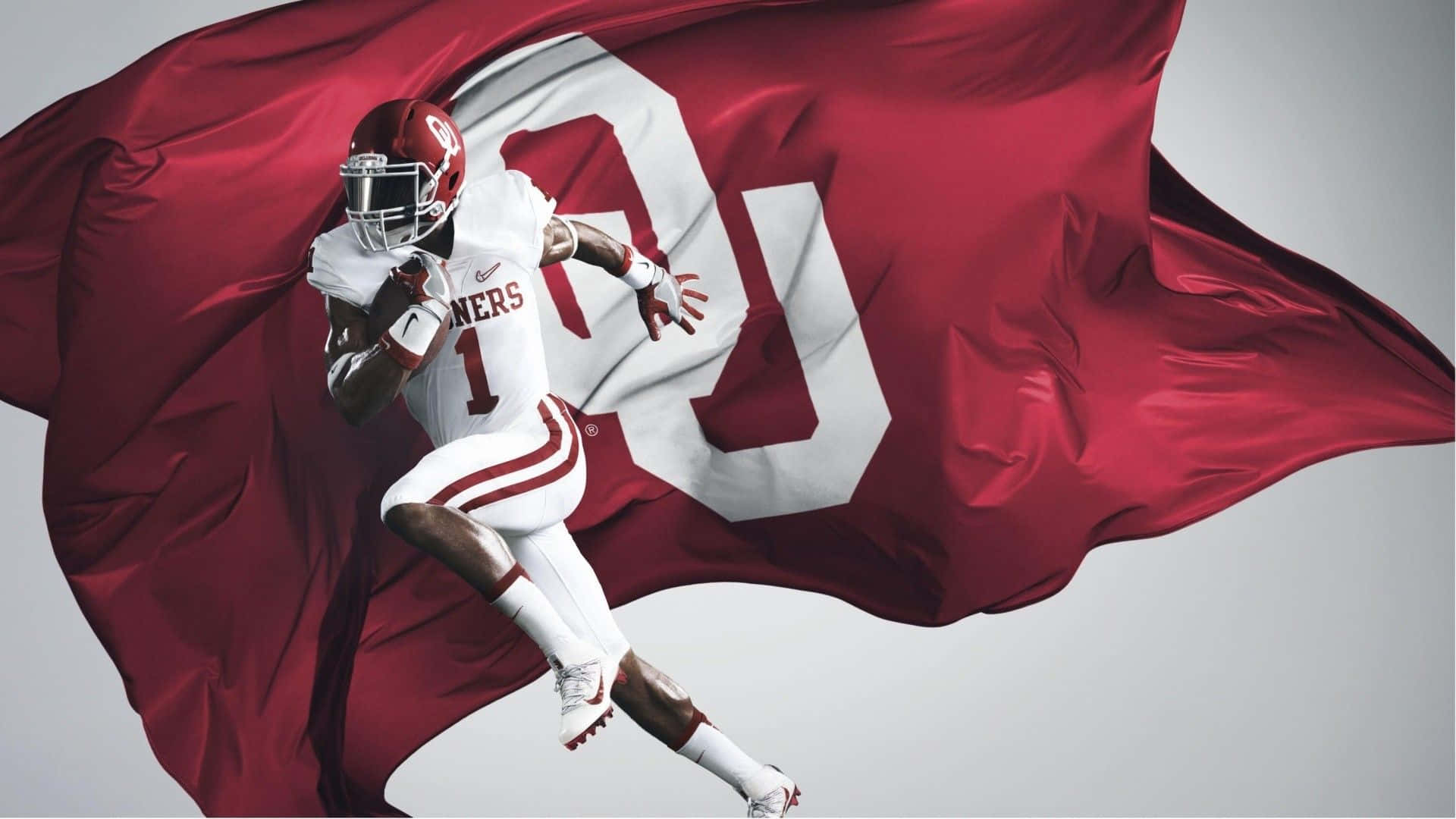 OU Sooners, crimson flag, white 'O', Full HD Desktop Wallpaper