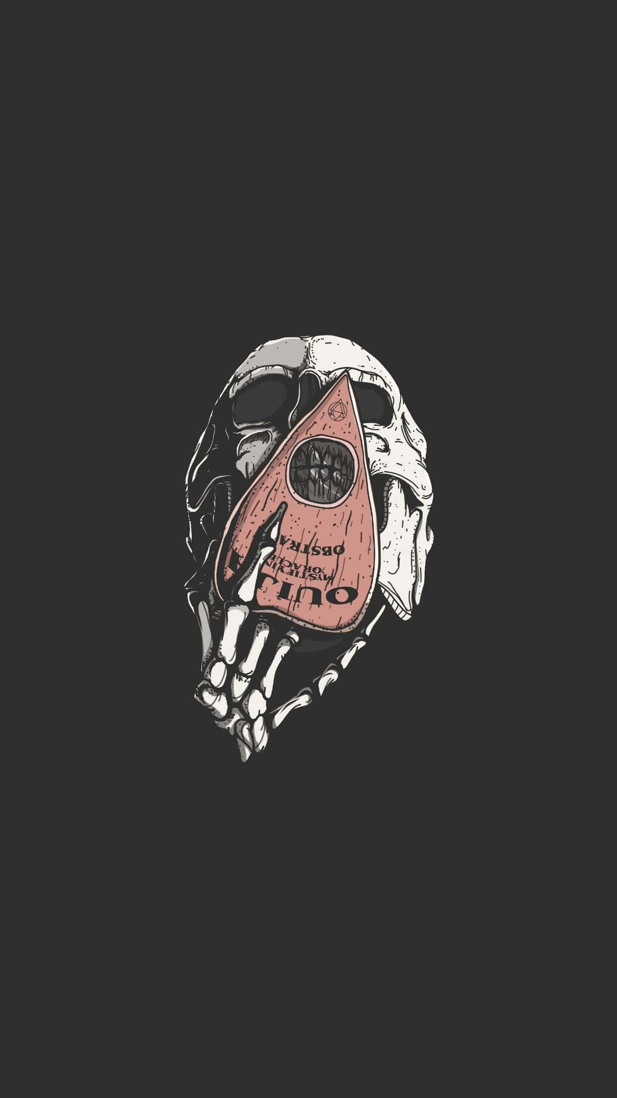 Ouija Boards, pink teardrop-shaped object, stylized skull, Full HD Phone Wallpaper