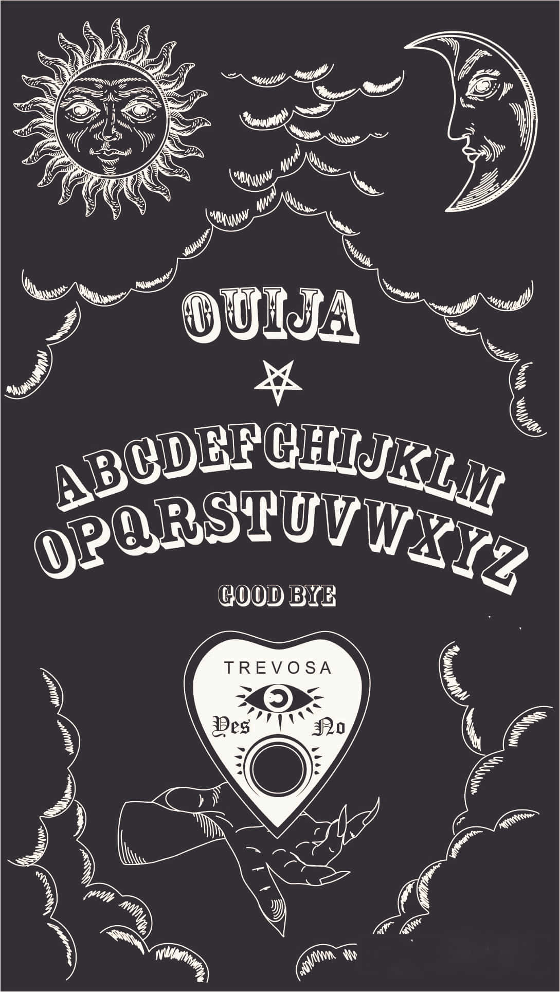 Ouija Boards, chalk-style ouija board, sun moon faces, Full HD Phone Wallpaper