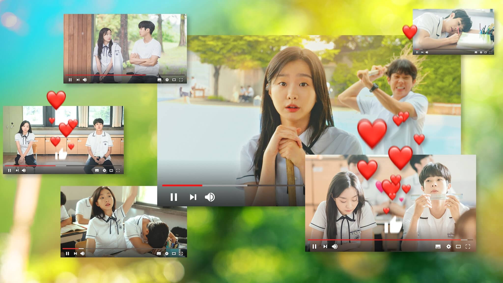 Our Beloved Summer, school scenes, red hearts, Full HD Desktop Wallpaper