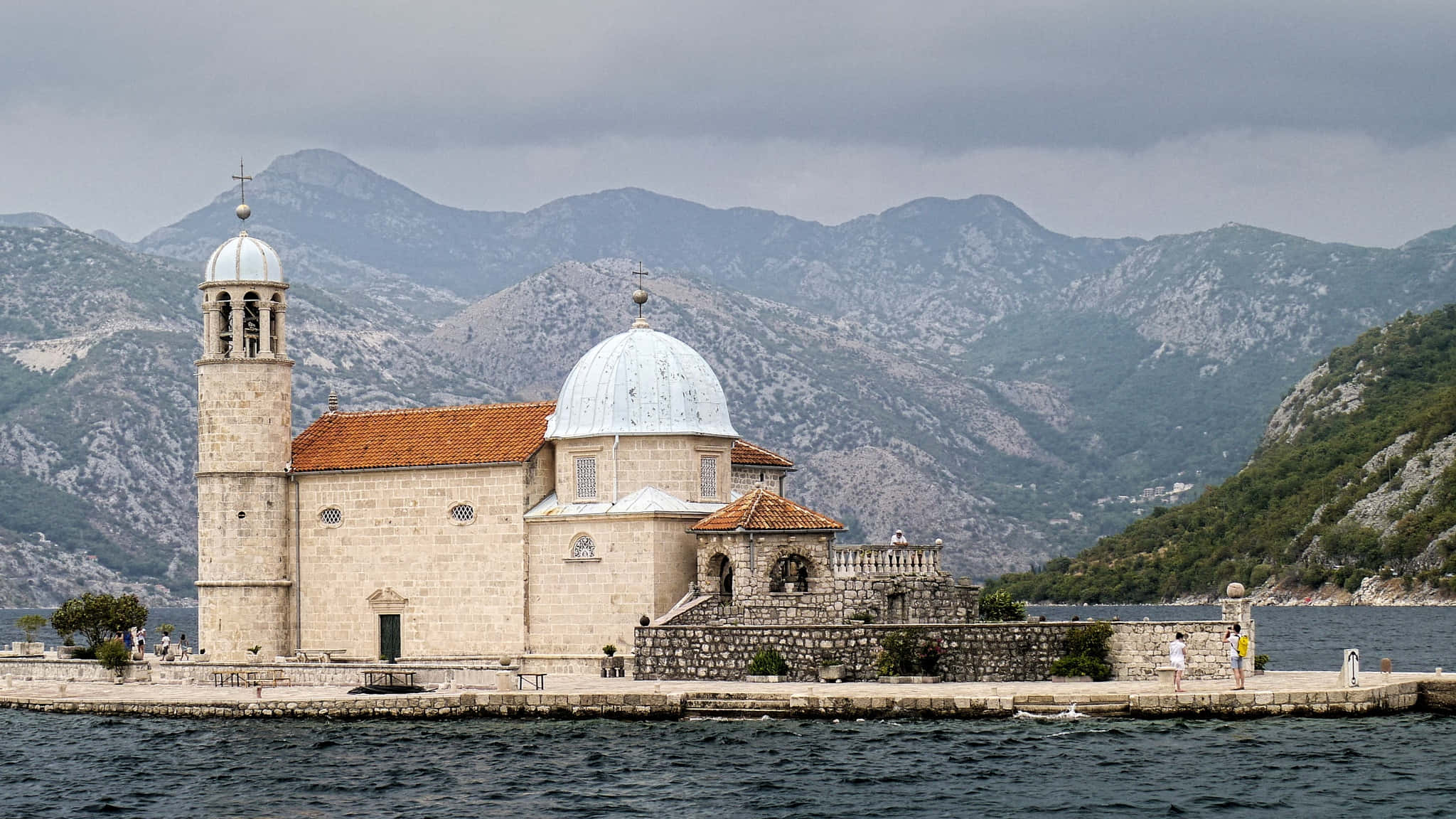 Our Lady Of The Rocks, white dome, bell tower, Full HD Desktop Wallpaper