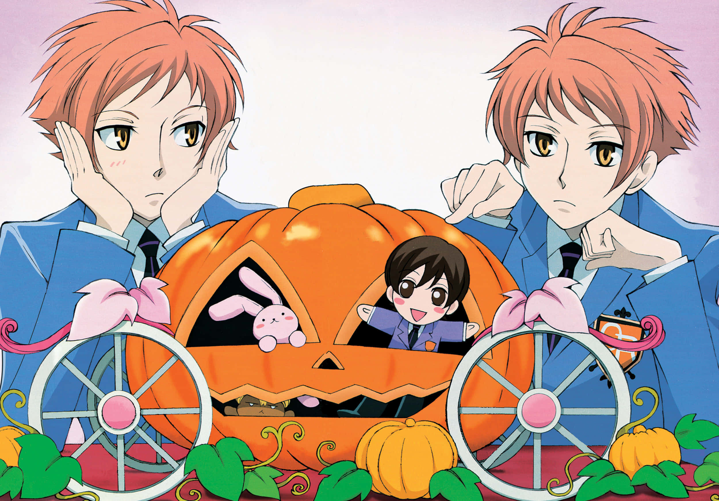 Ouran High School Host Club, pumpkin carriage, autumn leaves, Full HD Desktop Wallpaper