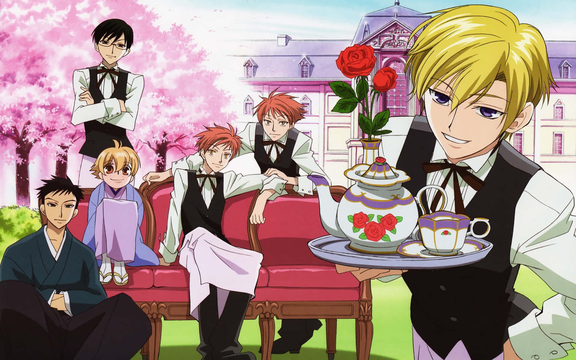 Ouran High School Host Club, formal attire, mansion, Full HD Desktop Wallpaper