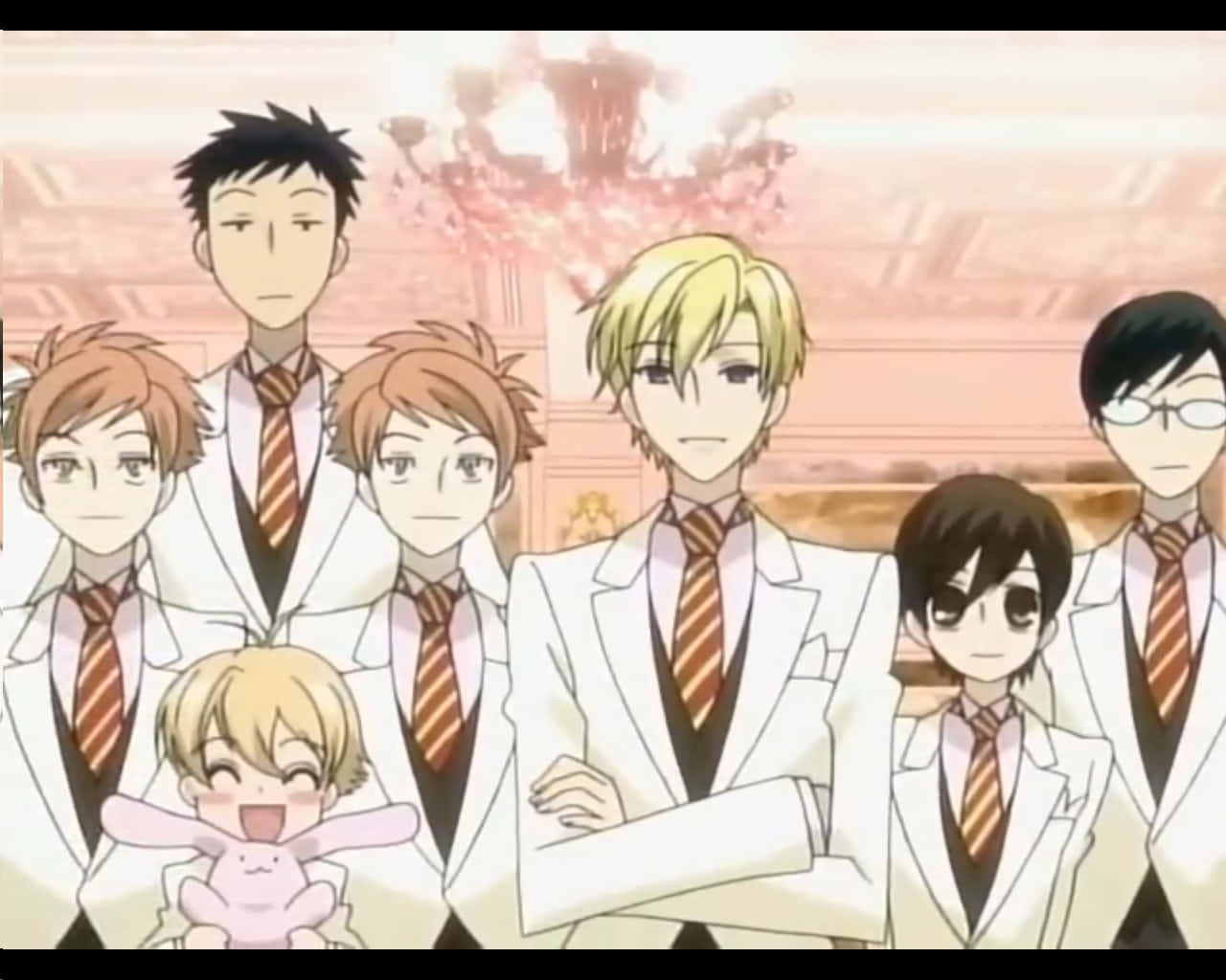 Ouran High School Host Club, white suits, striped ties, HD Desktop Wallpaper