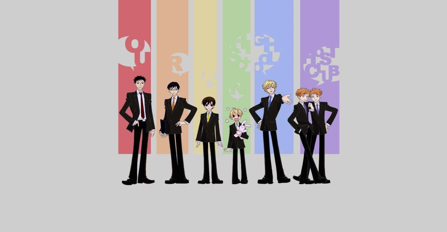 Ouran High School Host Club, six anime characters, suits, HD Desktop Wallpaper