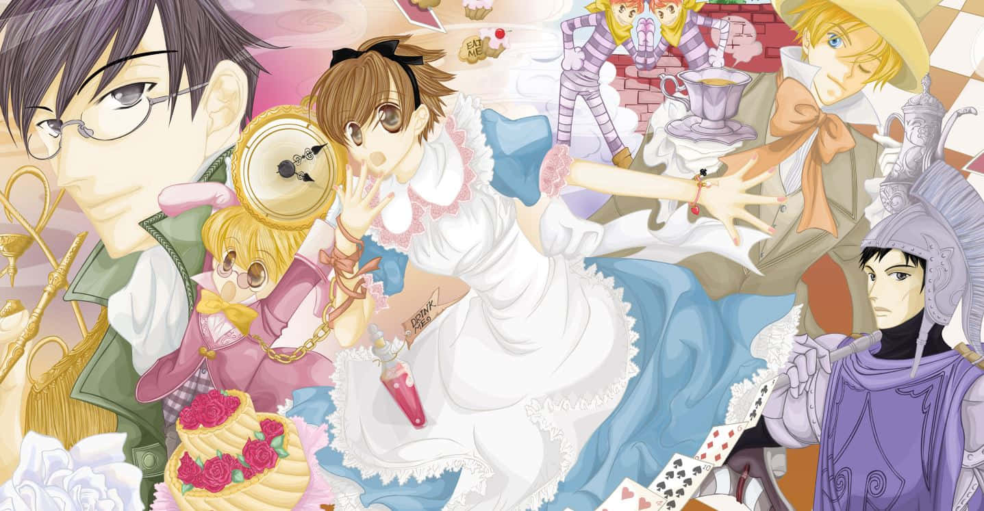 Ouran High School Host Club, main characters, whimsical tea party scenes, HD Desktop Wallpaper