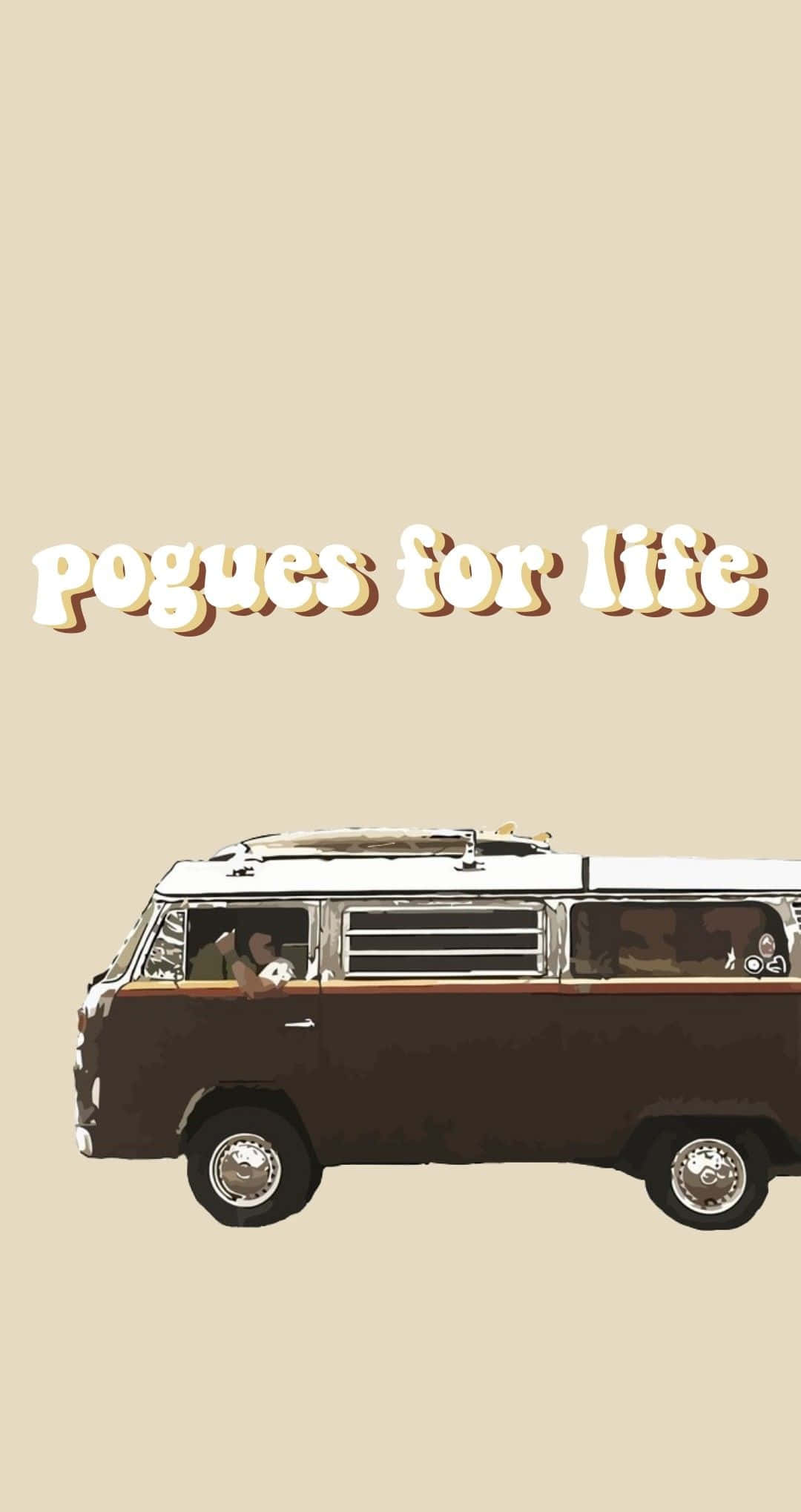 Outer Banks, Pogues for life, vintage brown and white van, Full HD Phone Wallpaper