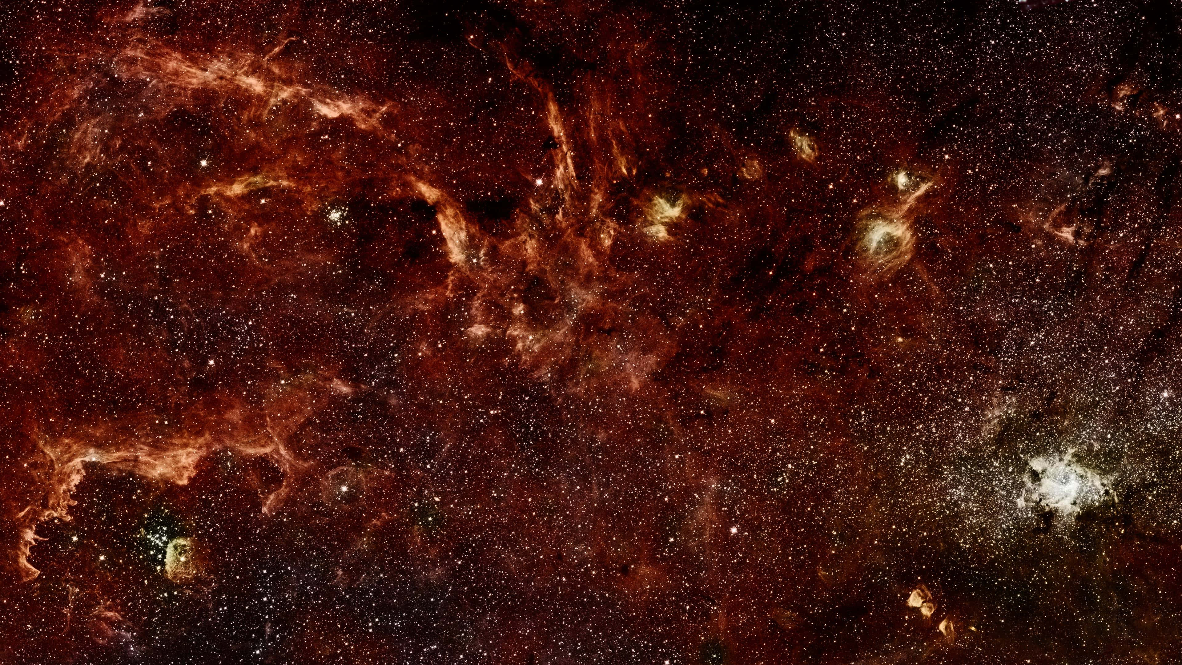 Outer Space Red 4K, cosmic nebula, fiery orange, 4K Desktop Wallpaper