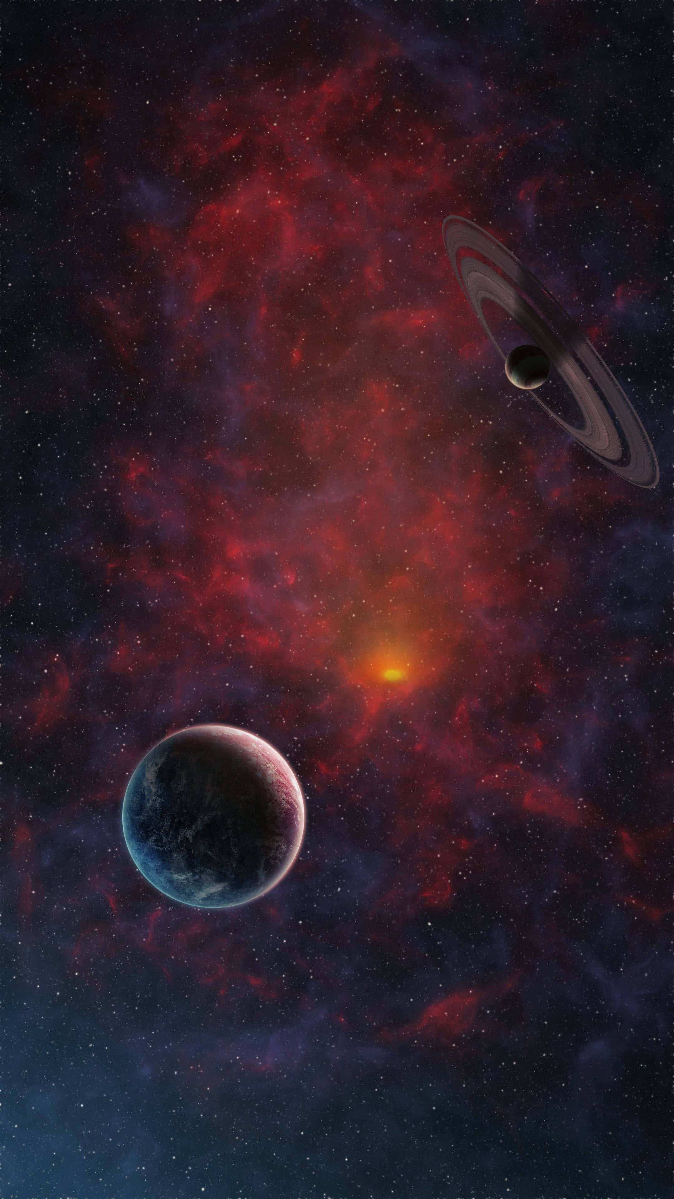 Outer Space Red 4K, planet, star, 4K Phone Wallpaper