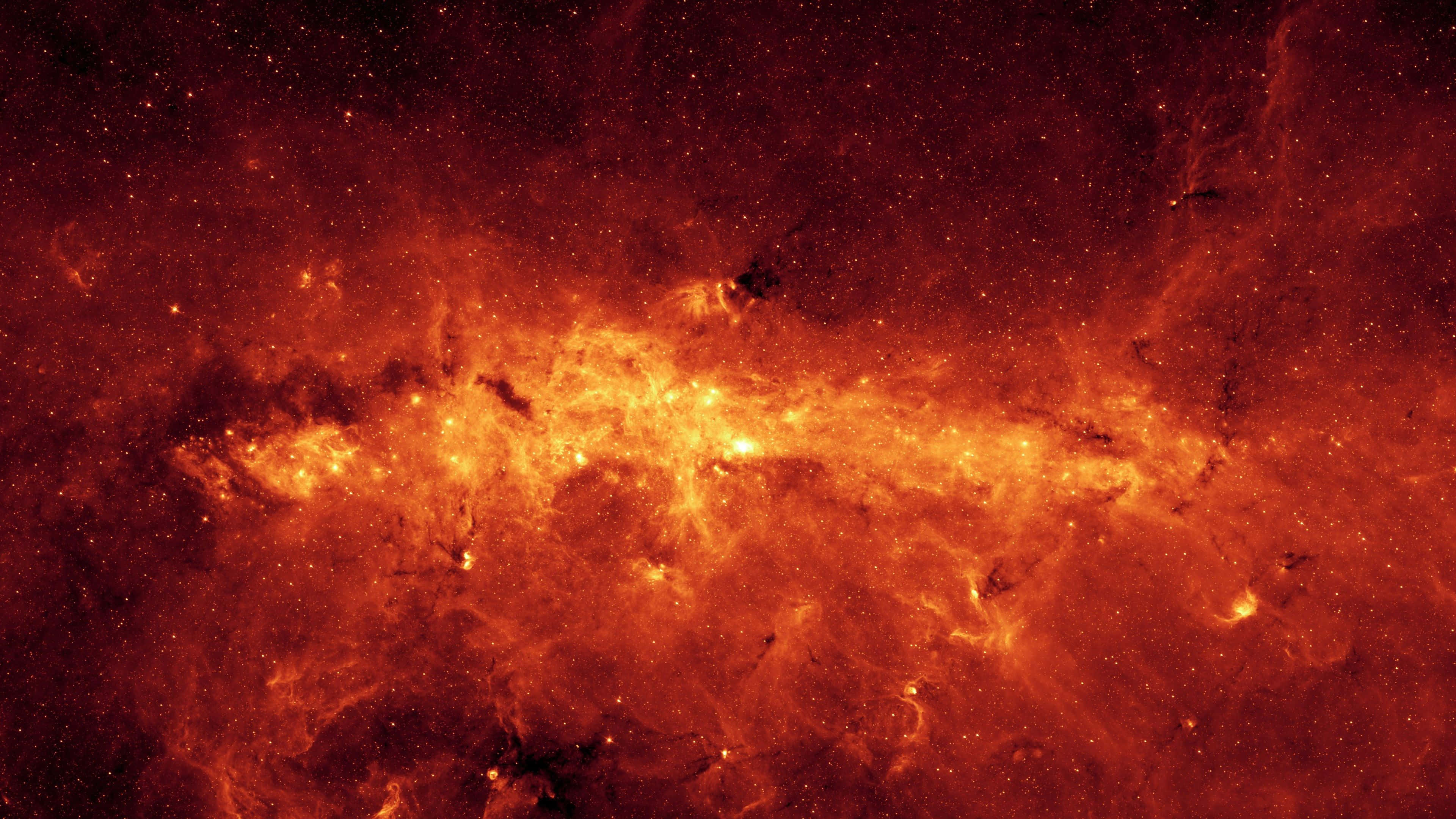 Outer Space Red 4K, fiery cosmic nebula, intense orange and red hues, 4K Desktop Wallpaper