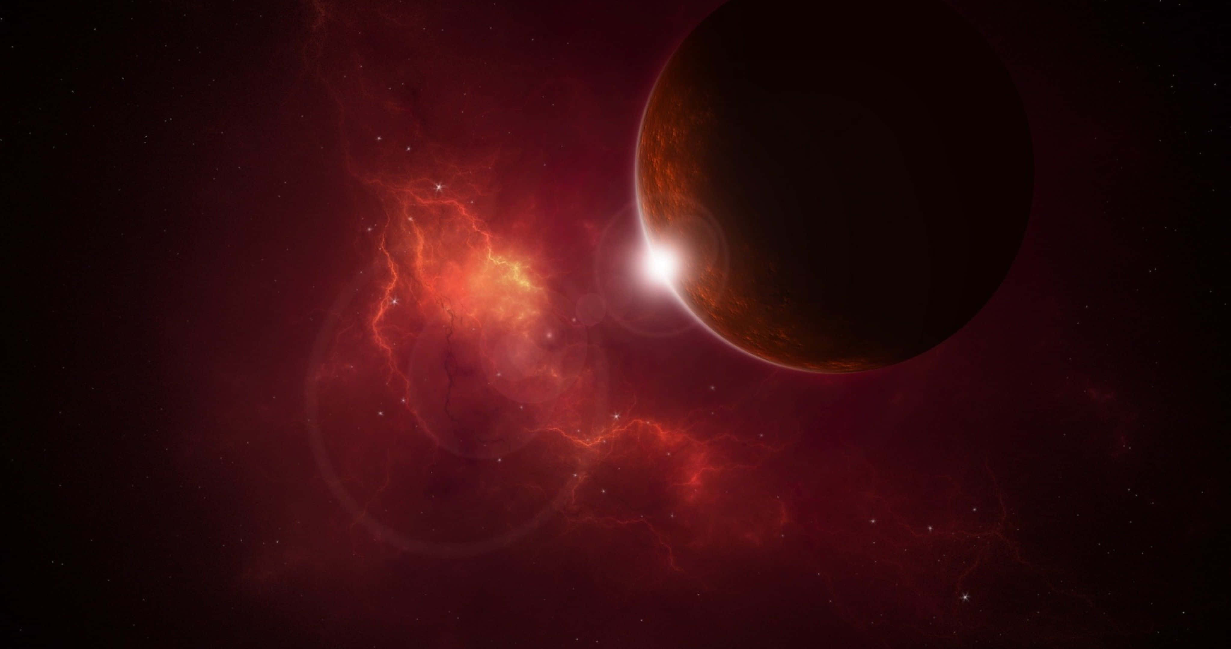 Outer Space Red 4K, red nebula, dark planet, 4K Desktop Wallpaper