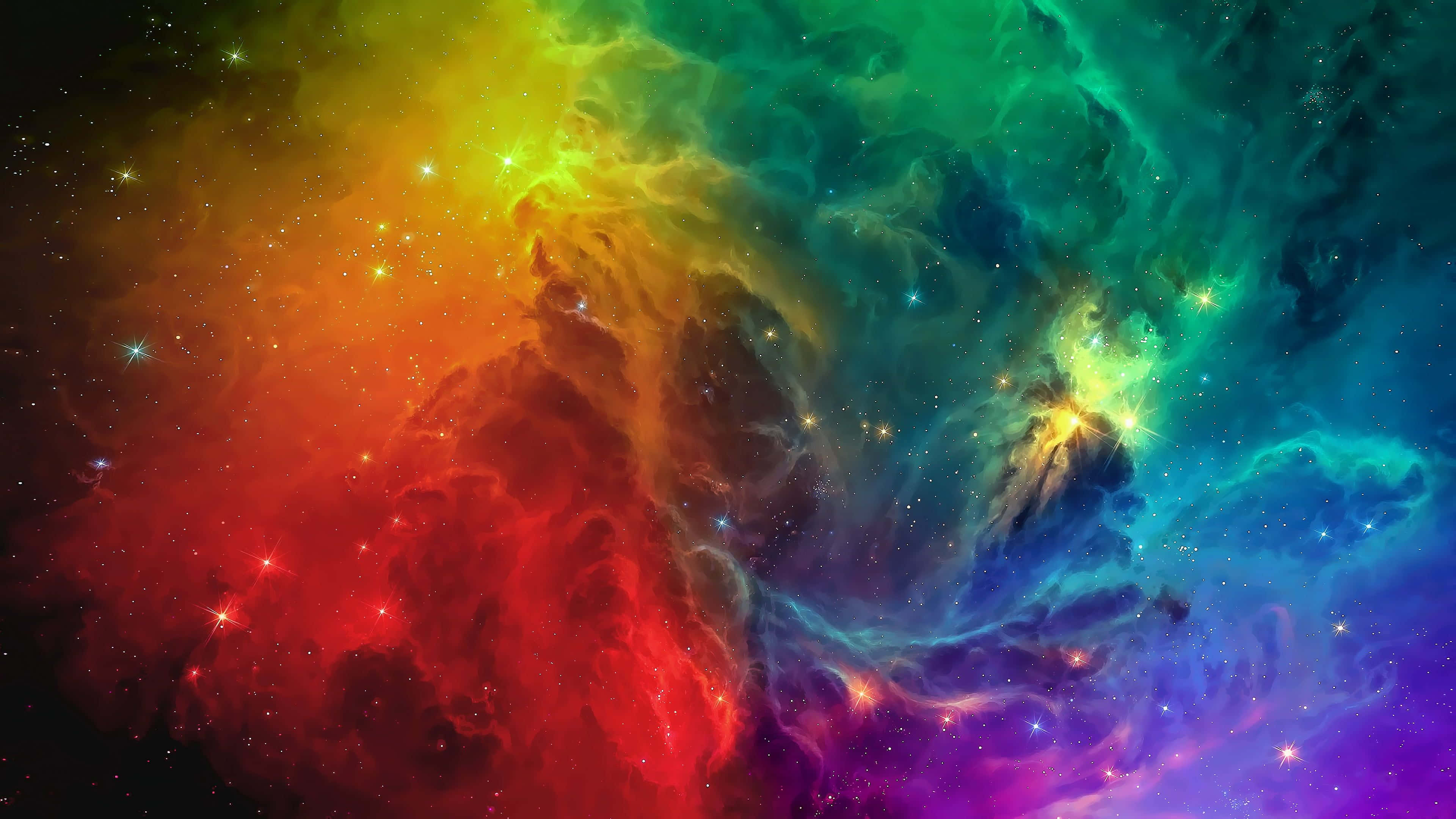 Outer Space Red 4K, cosmic nebula, rainbow hues, 4K Desktop Wallpaper