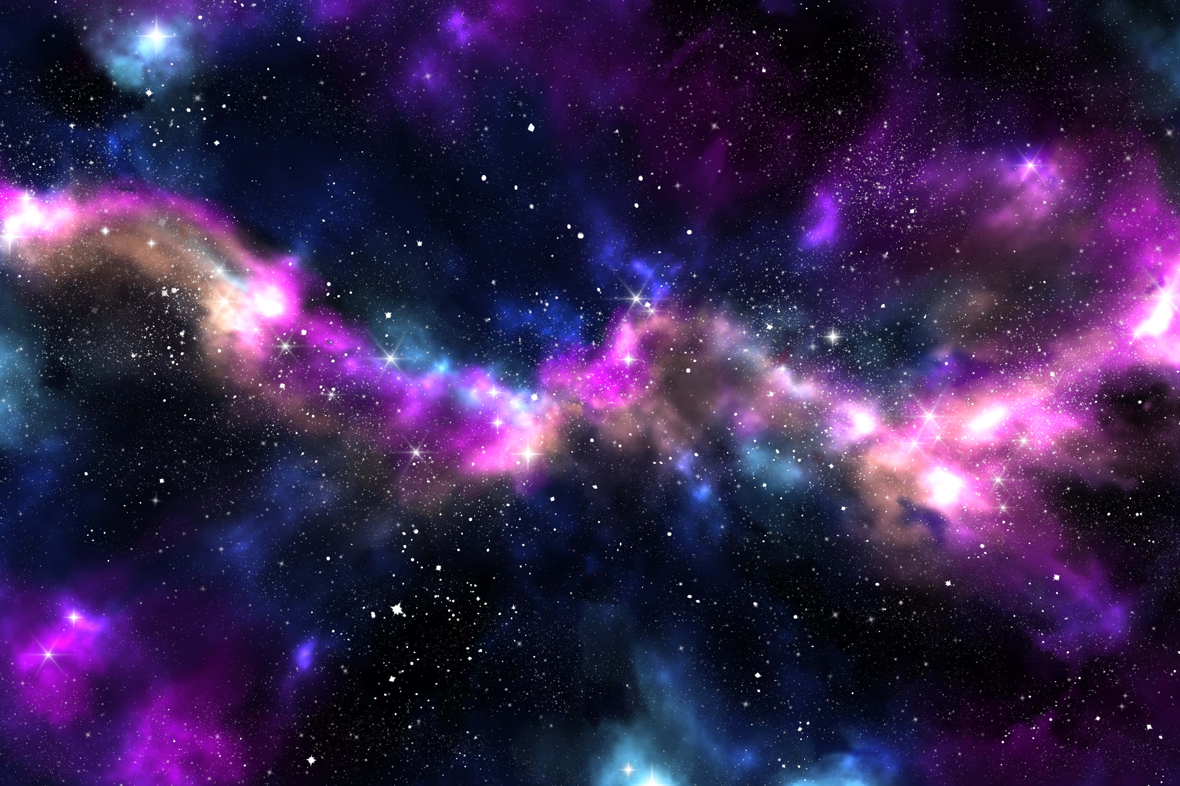 Outer Space Red 4K, vibrant purple and blue cosmic nebulae, glowing stars, 4K Desktop Wallpaper