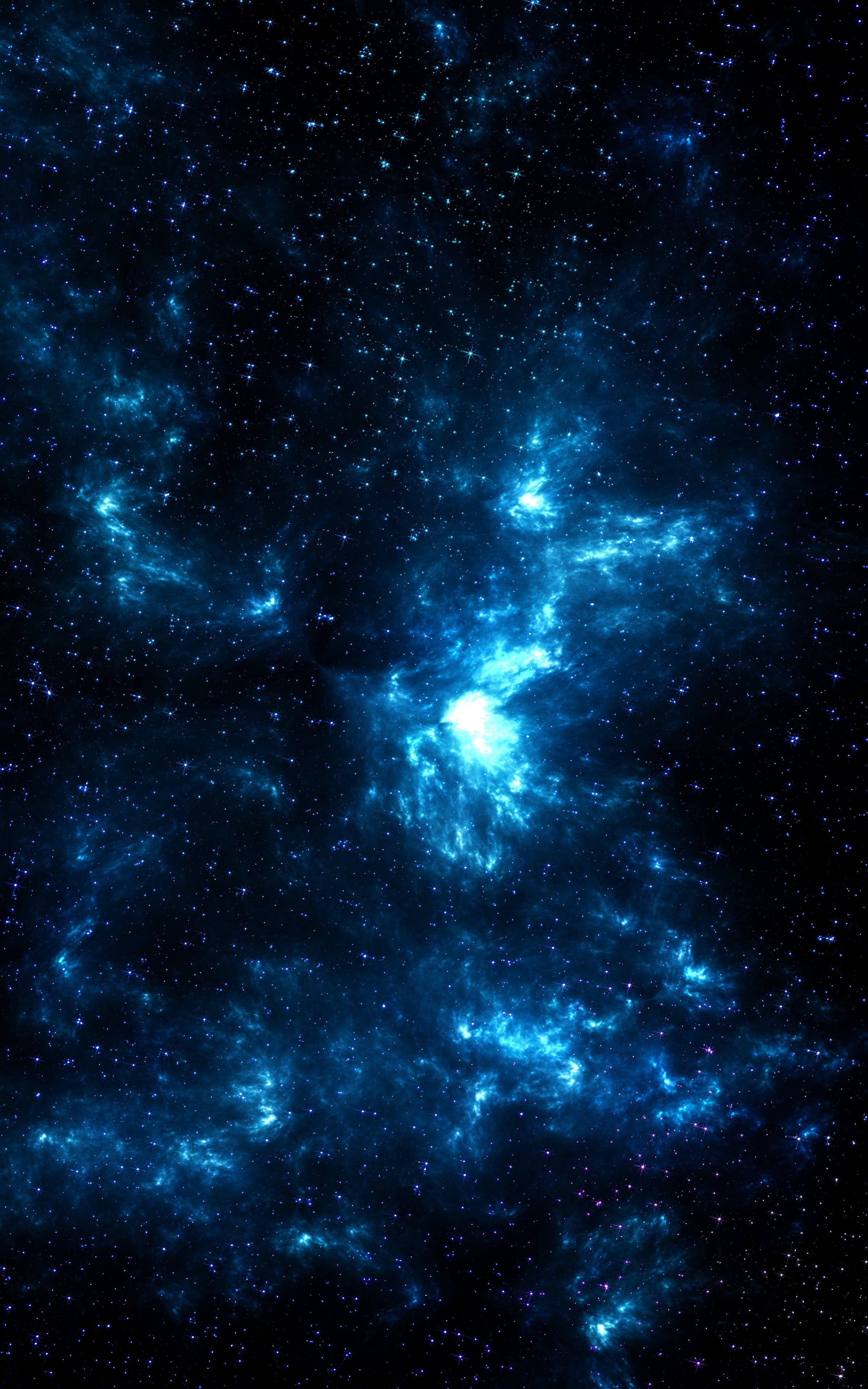 Blue Space 4K Phone, cosmic nebula, electric blue, 4K Phone Wallpaper