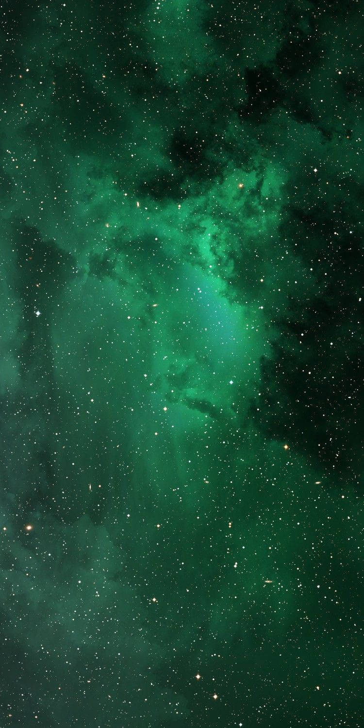 Green Space, cosmic nebula, deep emerald green, HD Phone Wallpaper