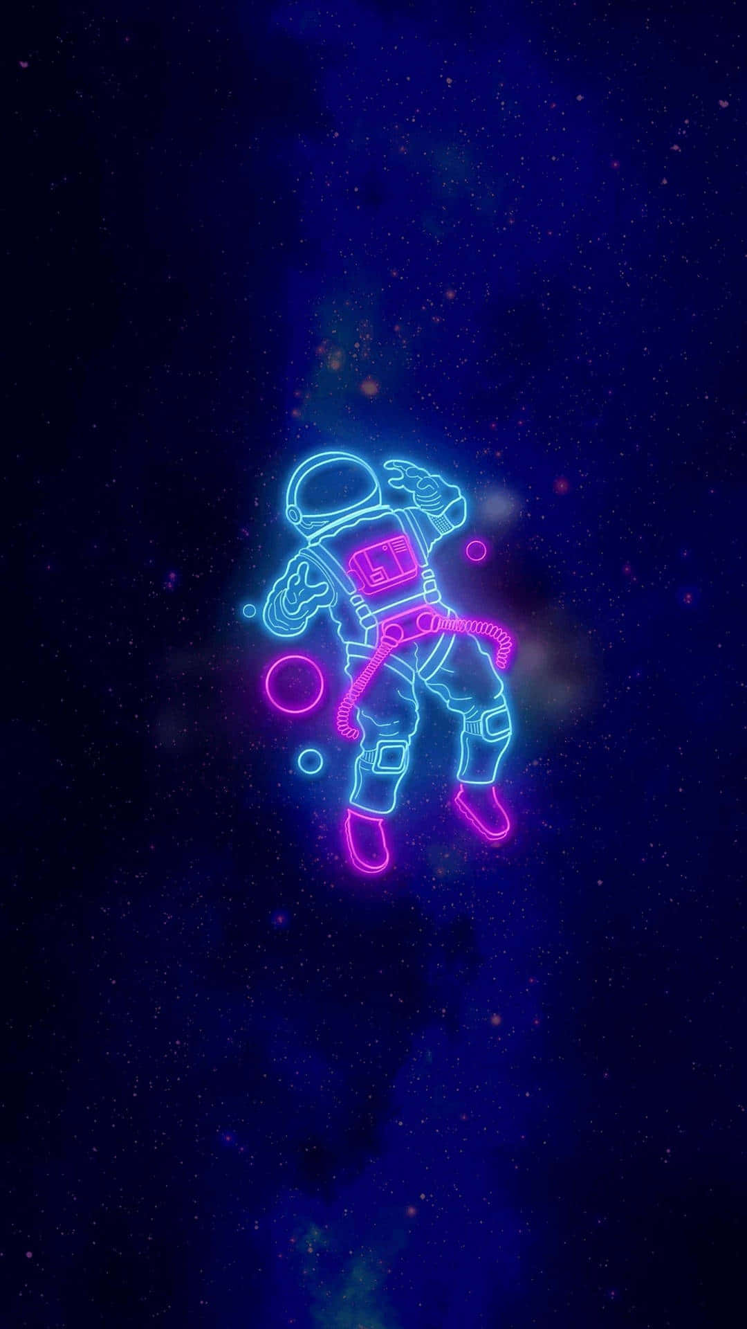 blue and pink aesthetic neon, neon astronaut, deep blue space, Full HD Phone Wallpaper