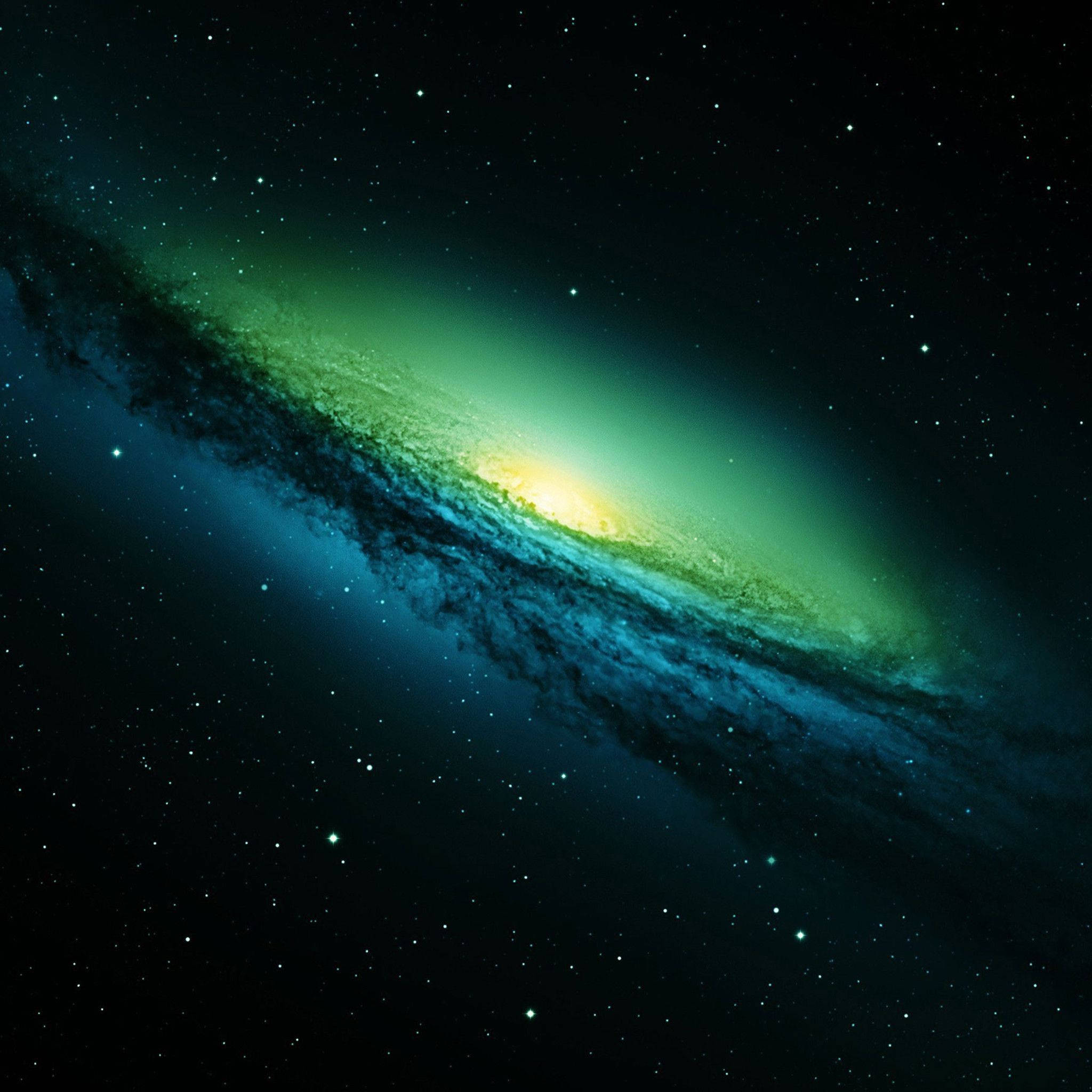 Galaxy, glowing green, vibrant green and blue hues, Full HD Desktop Wallpaper