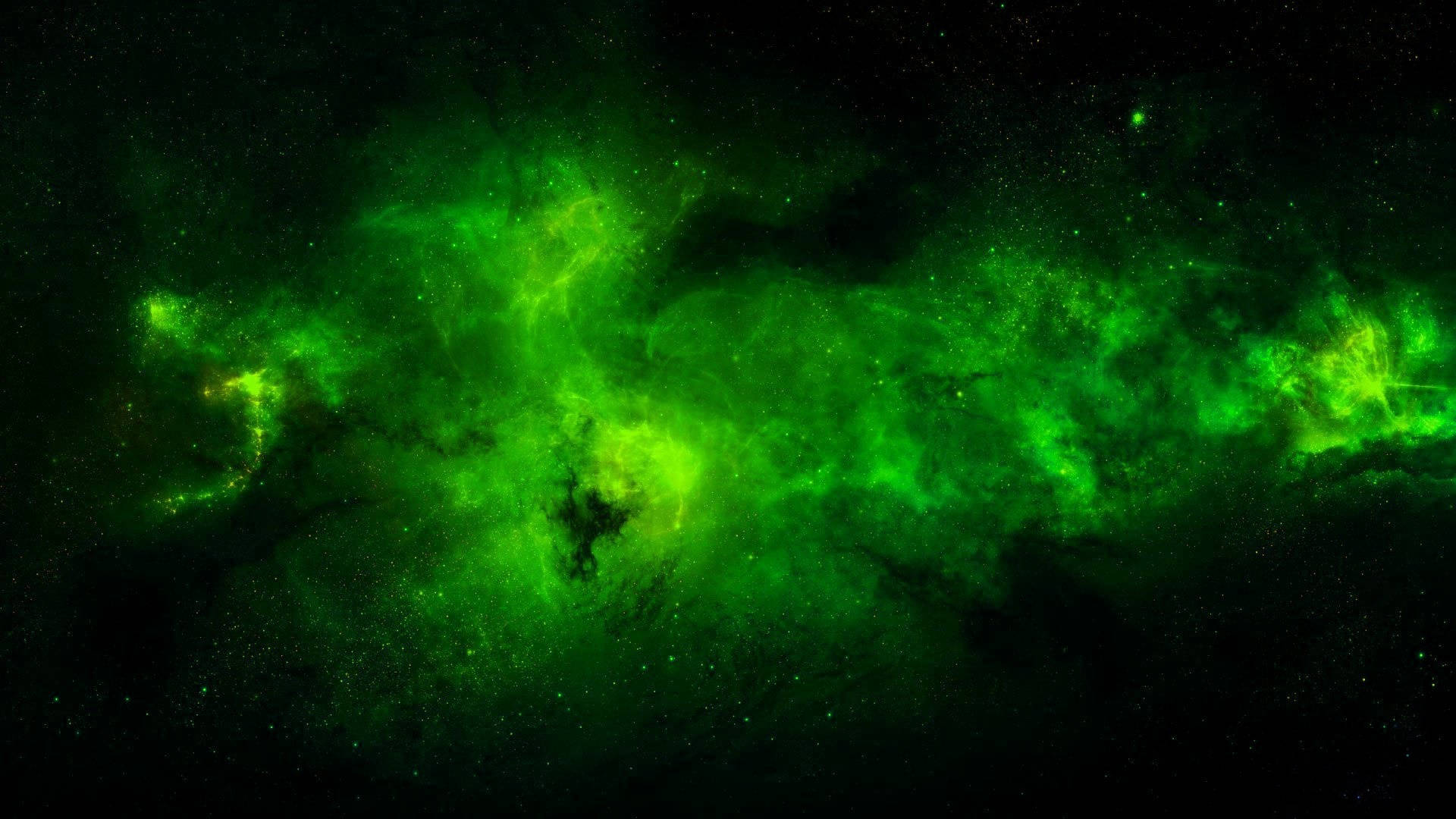 green space, luminous green nebula, deep space, Full HD Desktop Wallpaper