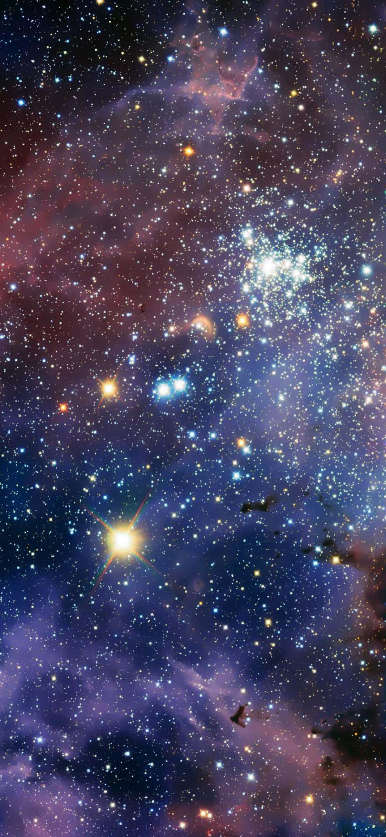 iPhones XS Max, cosmic nebula, glowing stars, 2K Phone Wallpaper