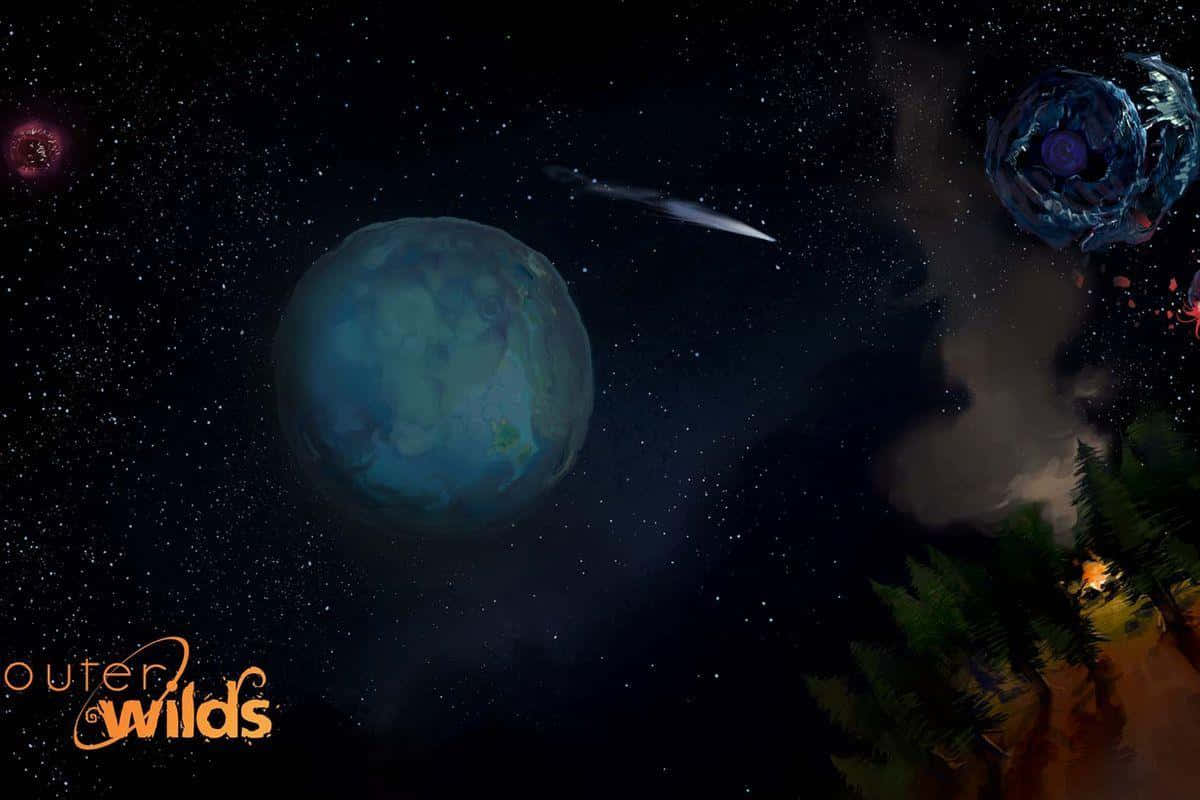 Outer Wilds, spaceship, blue planet, SD Desktop Wallpaper