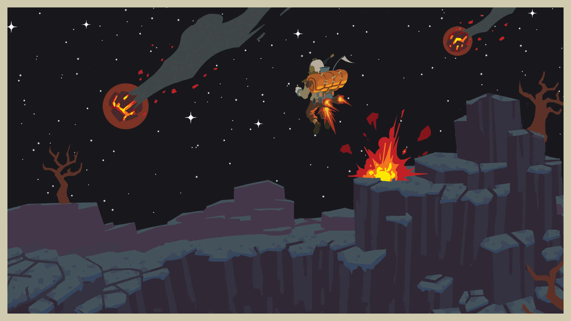 Outer Wilds, pixel-art astronaut, jetpack, Full HD Desktop Wallpaper