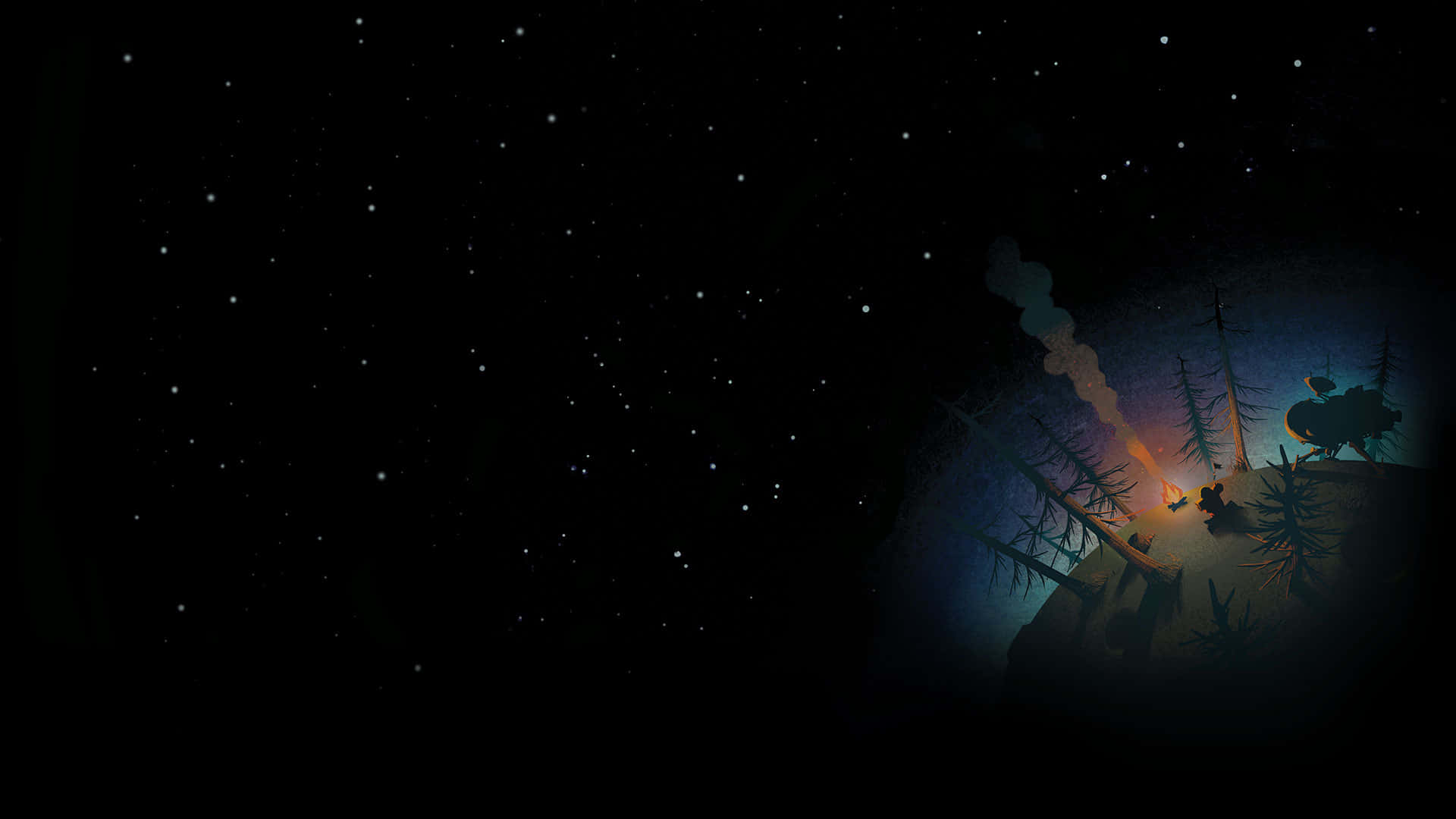 Outer Wilds, campsite, starry night, Full HD Desktop Wallpaper