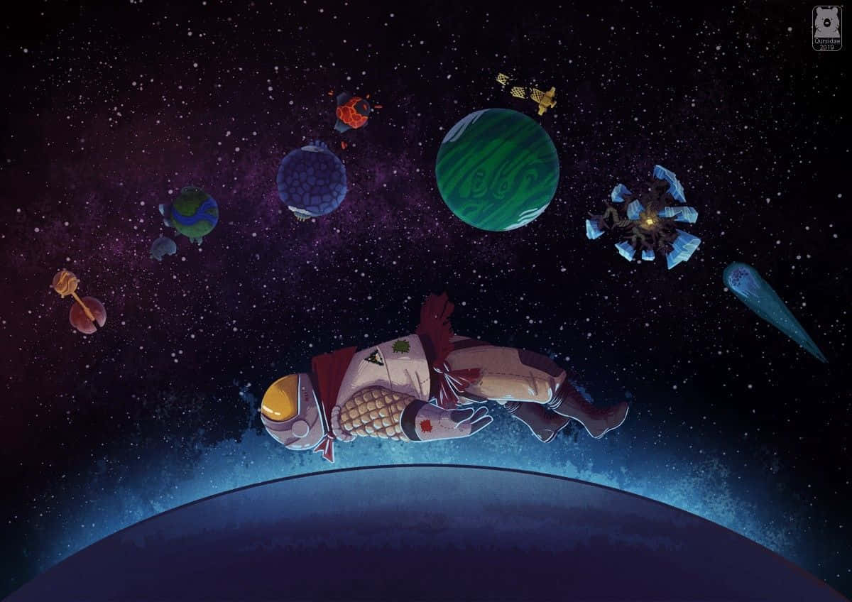 Outer Wilds, astronaut, blue planet, SD Desktop Wallpaper