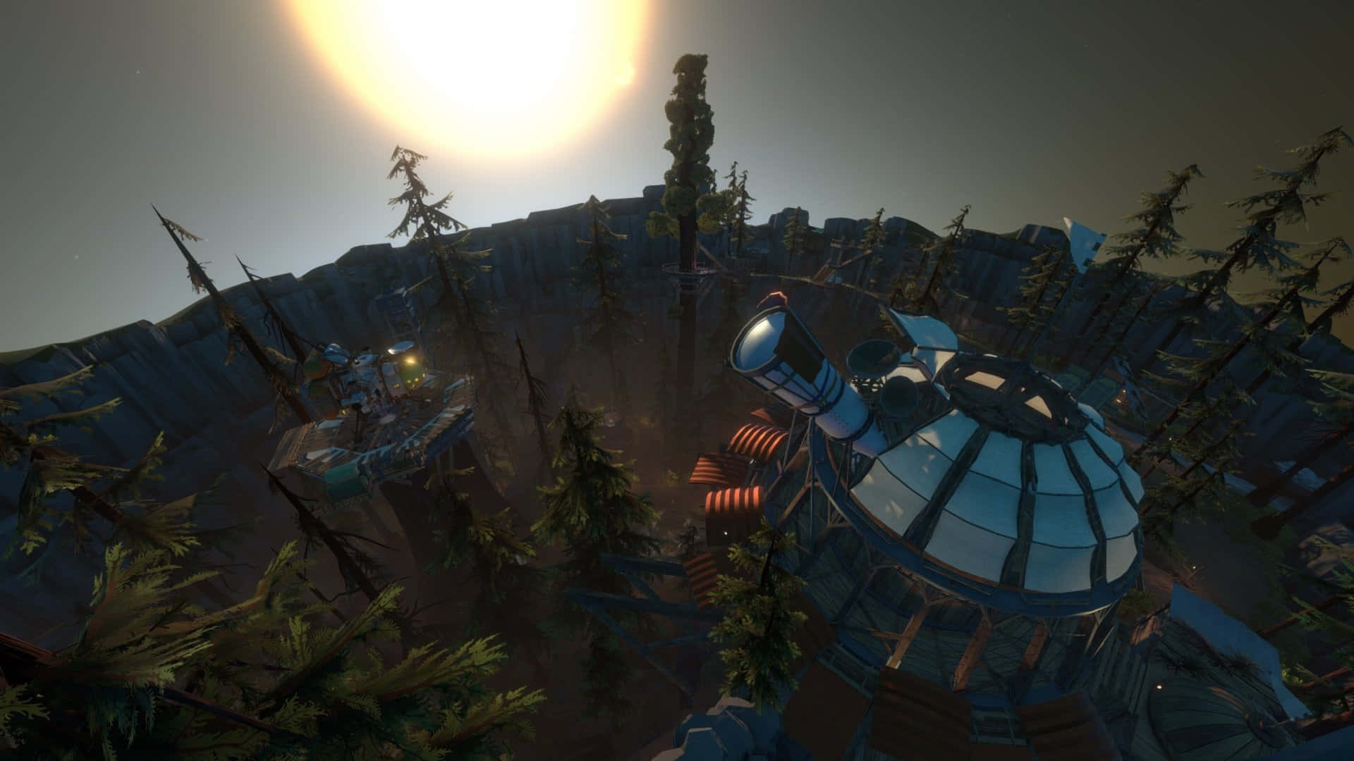 Outer Wilds, futuristic dome, telescope structures, Full HD Desktop Wallpaper