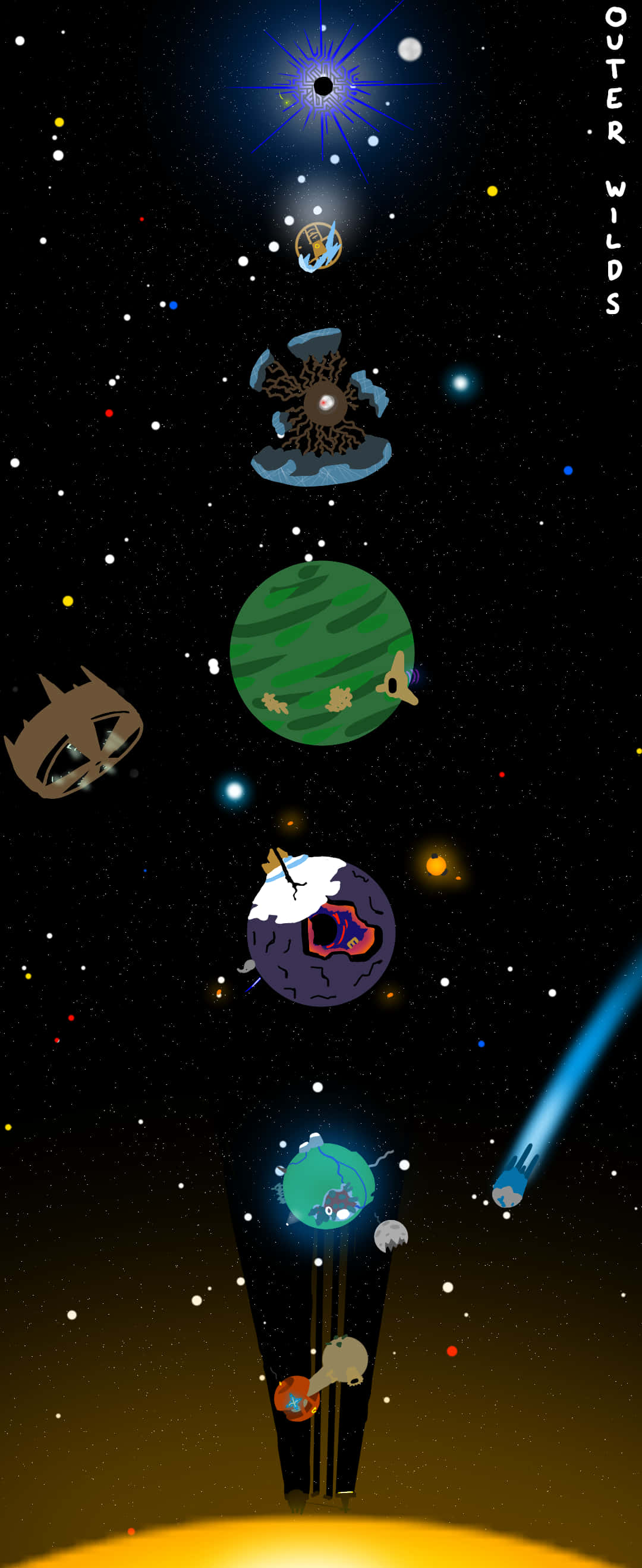 Outer Wilds, space adventure, colorful planets, 2K Phone Wallpaper