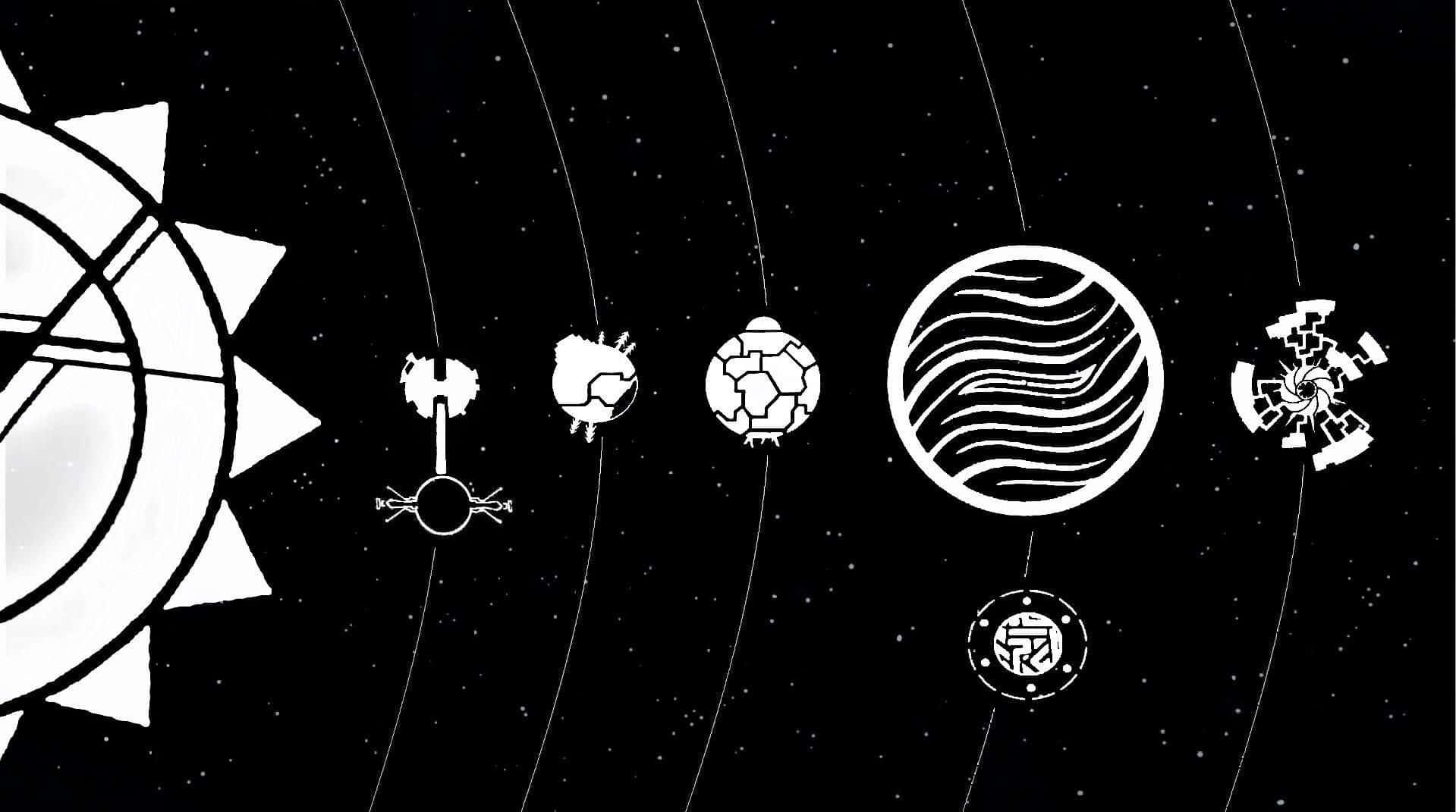Outer Wilds, solar system, black and white, HD Desktop Wallpaper
