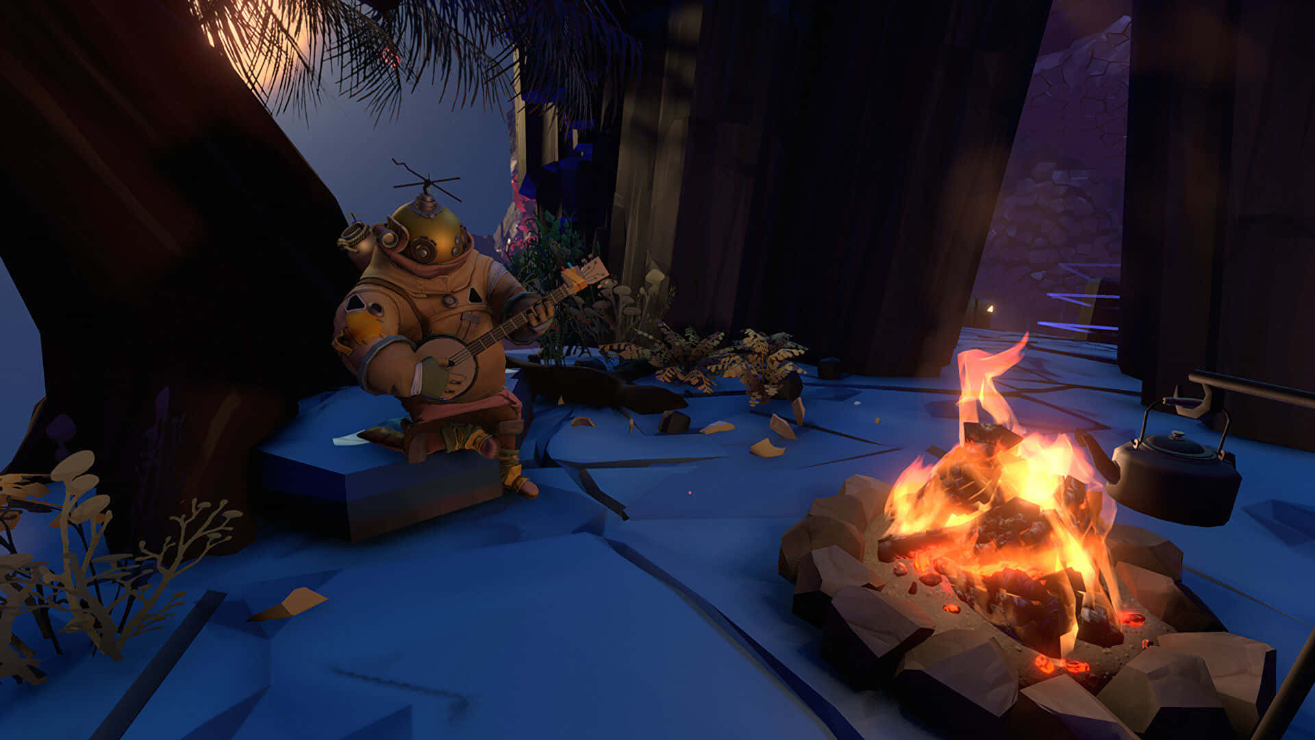 Outer Wilds, twilight, campfire, Full HD Desktop Wallpaper
