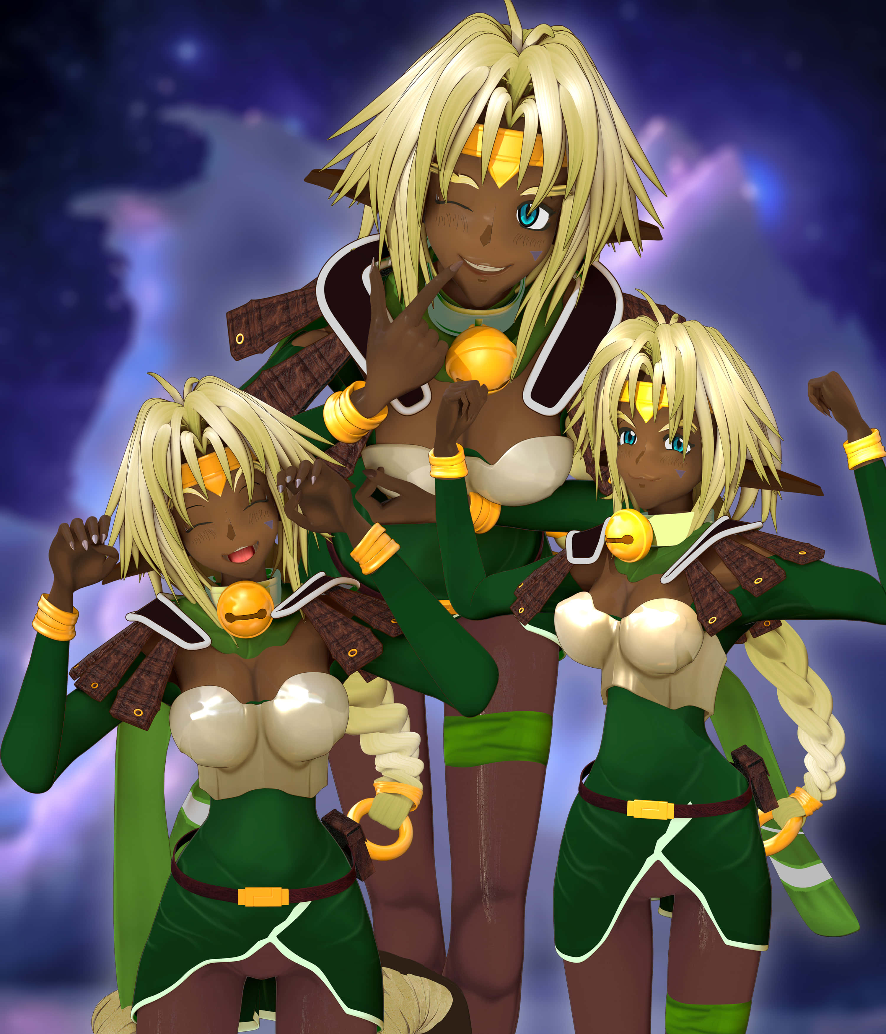 Outlaw Star, Aisha Clanclan, nebula, 2K Phone Wallpaper