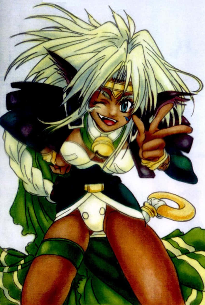 Outlaw Star, Aisha Clanclan, spiky white hair, SD Phone Wallpaper