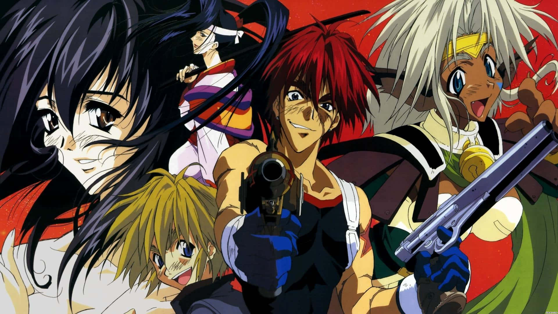 Outlaw Star, 1920 x 1080, anime group of five characters, Full HD Desktop Wallpaper