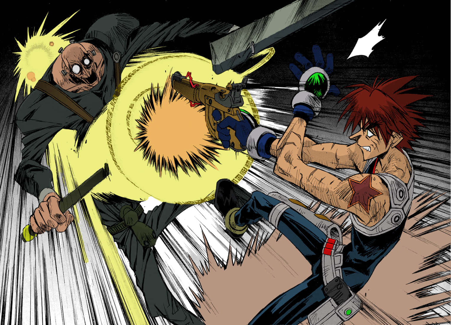 Outlaw Star, red-haired anime hero, combat gear, HD Desktop Wallpaper