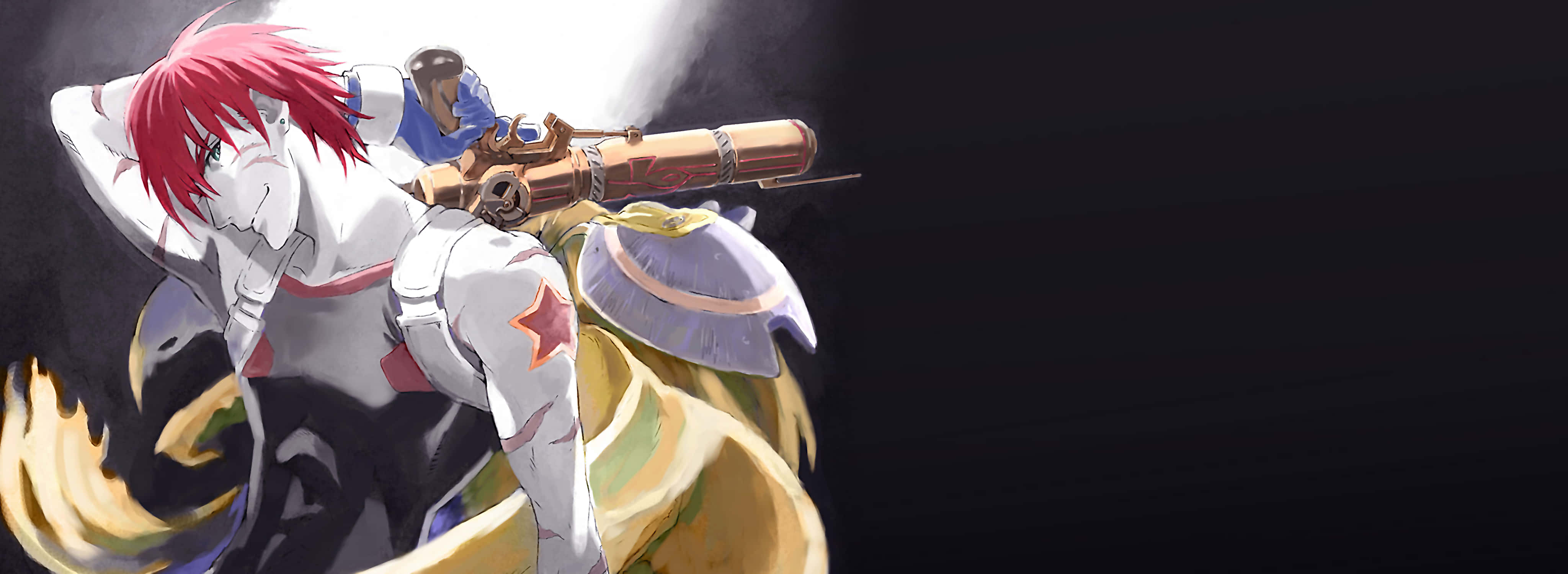 Outlaw Star, red-haired anime warrior, white armor, 4K Desktop Wallpaper